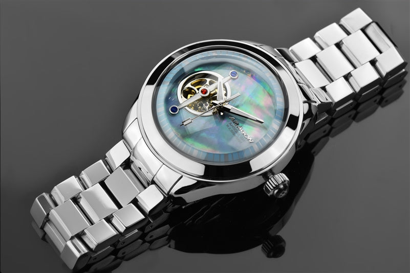 ARAGON Antigravity Open Heart 45mm Men's Watch with Mother of Pearl Dial - Perfect for Business Meetings, Date Nights & Special Occasions