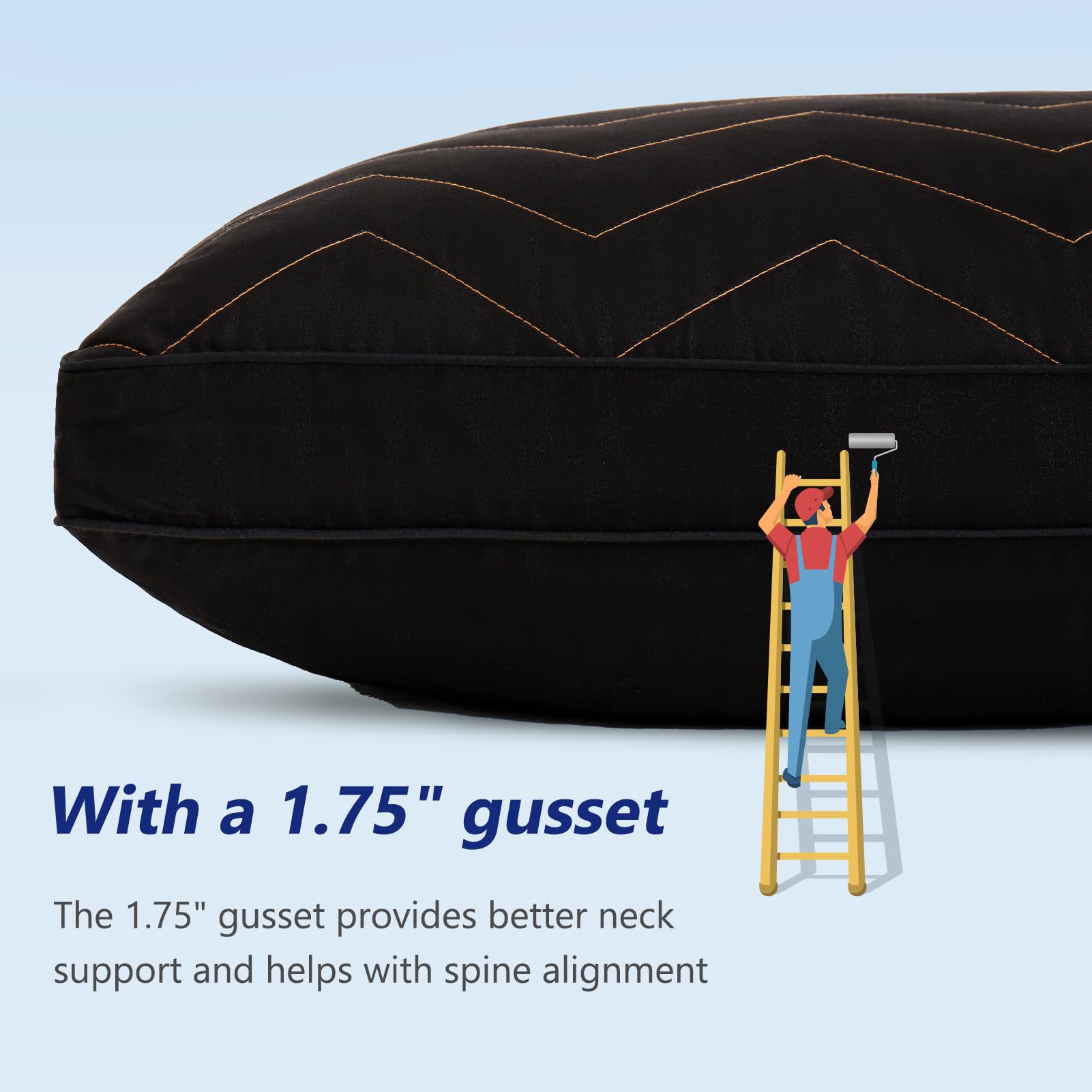 DownCool Quilted Memory Foam Body Pillow - Extra Large 20x54 Inch Full Body Pillow for Adults - Orthopedic Support for Side Sleepers & Pregnancy - Soft Cooling Bed Pillow for Back Pain Relief - Perfect for Sleeping, Lounging & Nursing (Black)