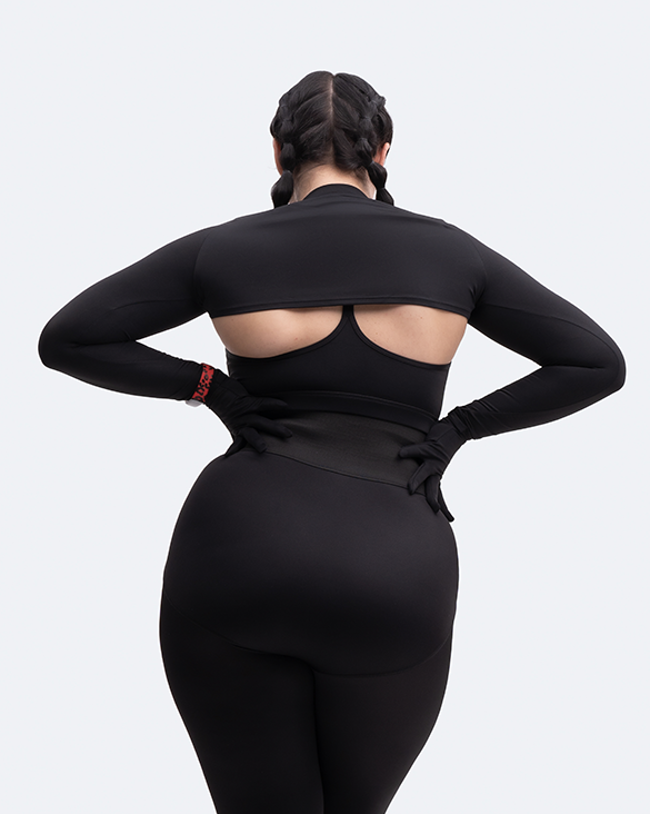Women's Glove Sleeve Crop Top - Fashionable Long Sleeve Bodycon Shirt for Gym, Yoga & Streetwear Outfits