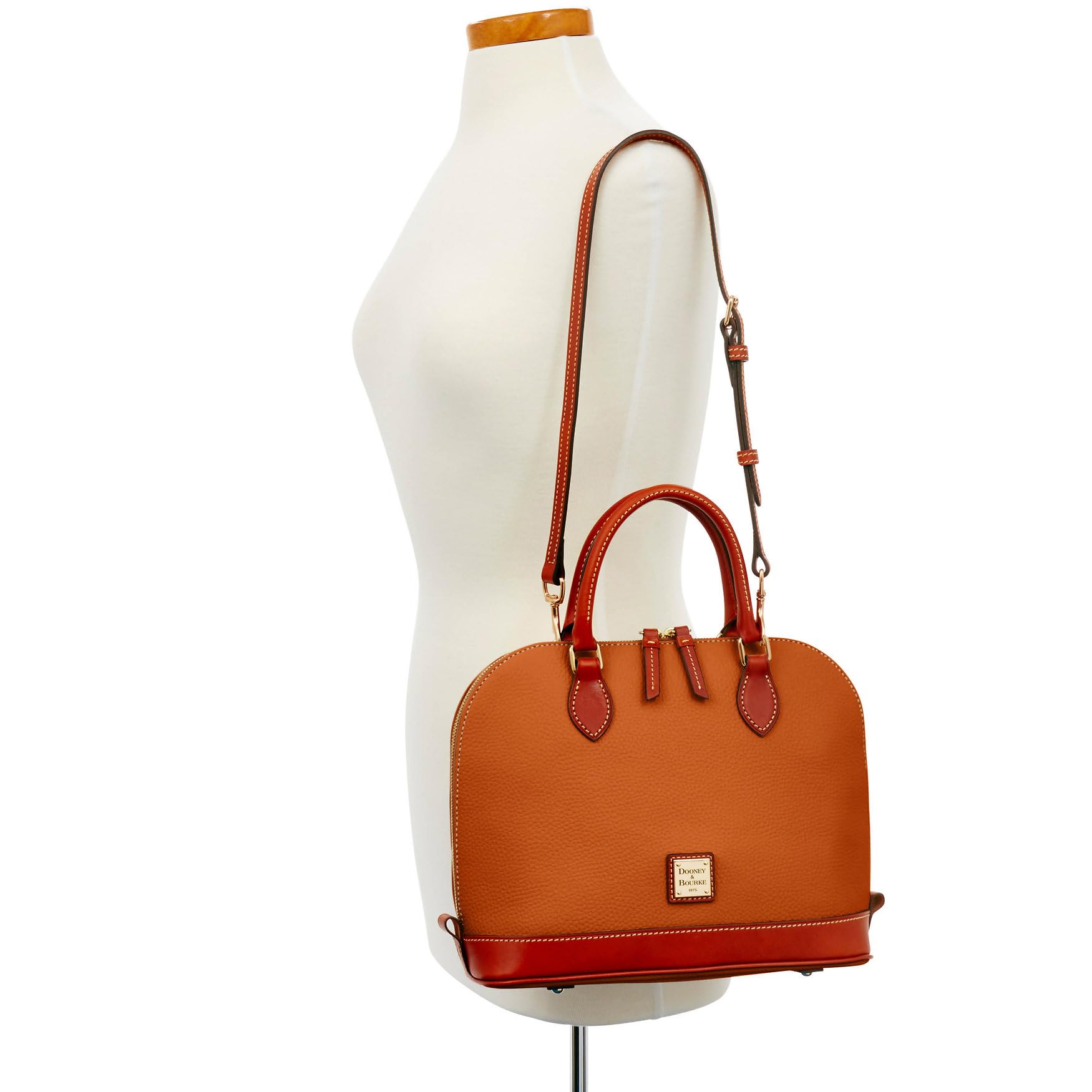 Dooney & Bourke Women's Large Pebble Grain Leather Zip Top Satchel Handbag with Adjustable Detachable Shoulder Strap - Perfect for Work, Travel & Everyday Use