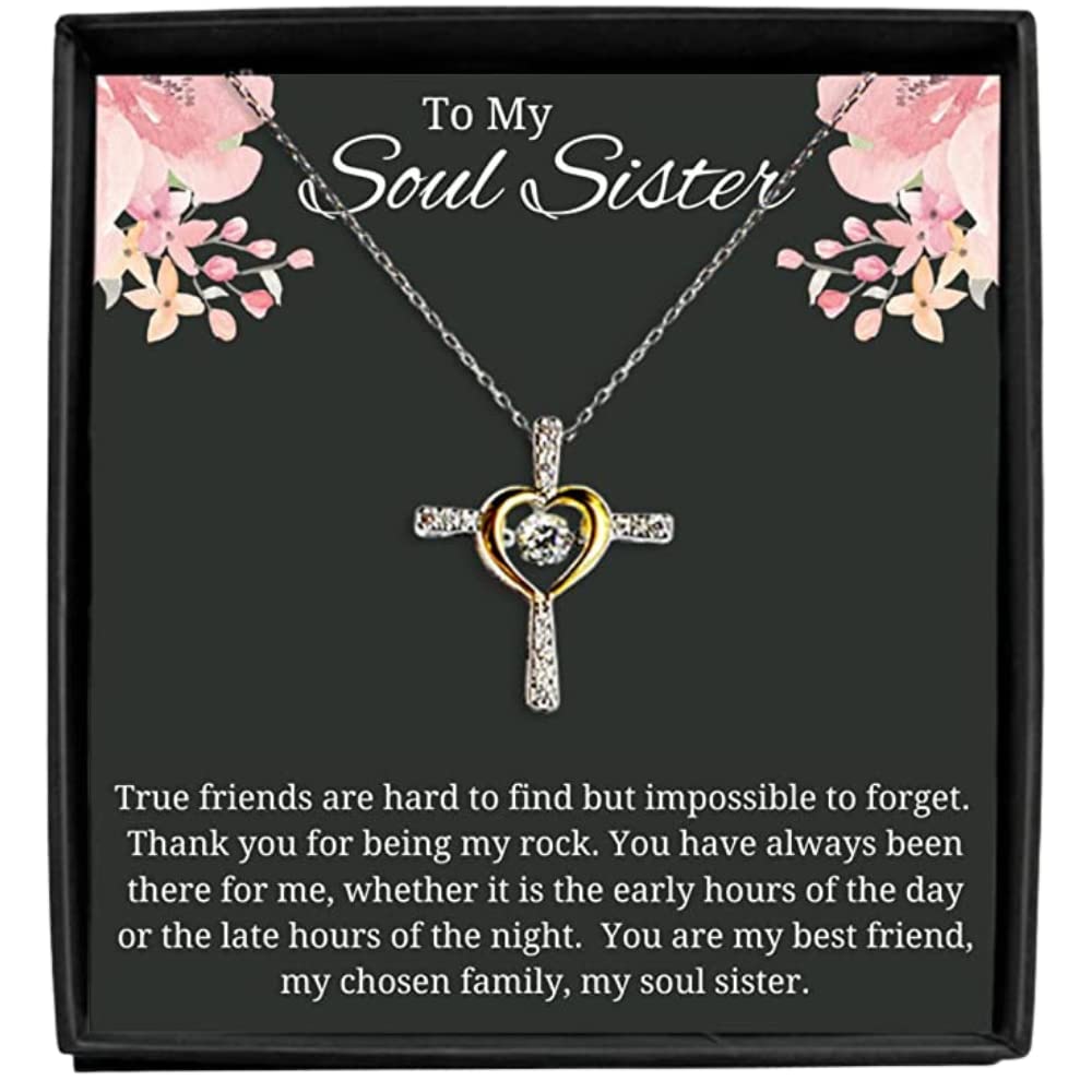 925 Sterling Silver Cross Necklace for Best Friend - Soul Sister Gift, BFF Jewelry, Sister-in-Law Present - Perfect for Birthdays, Anniversaries & Special Occasions