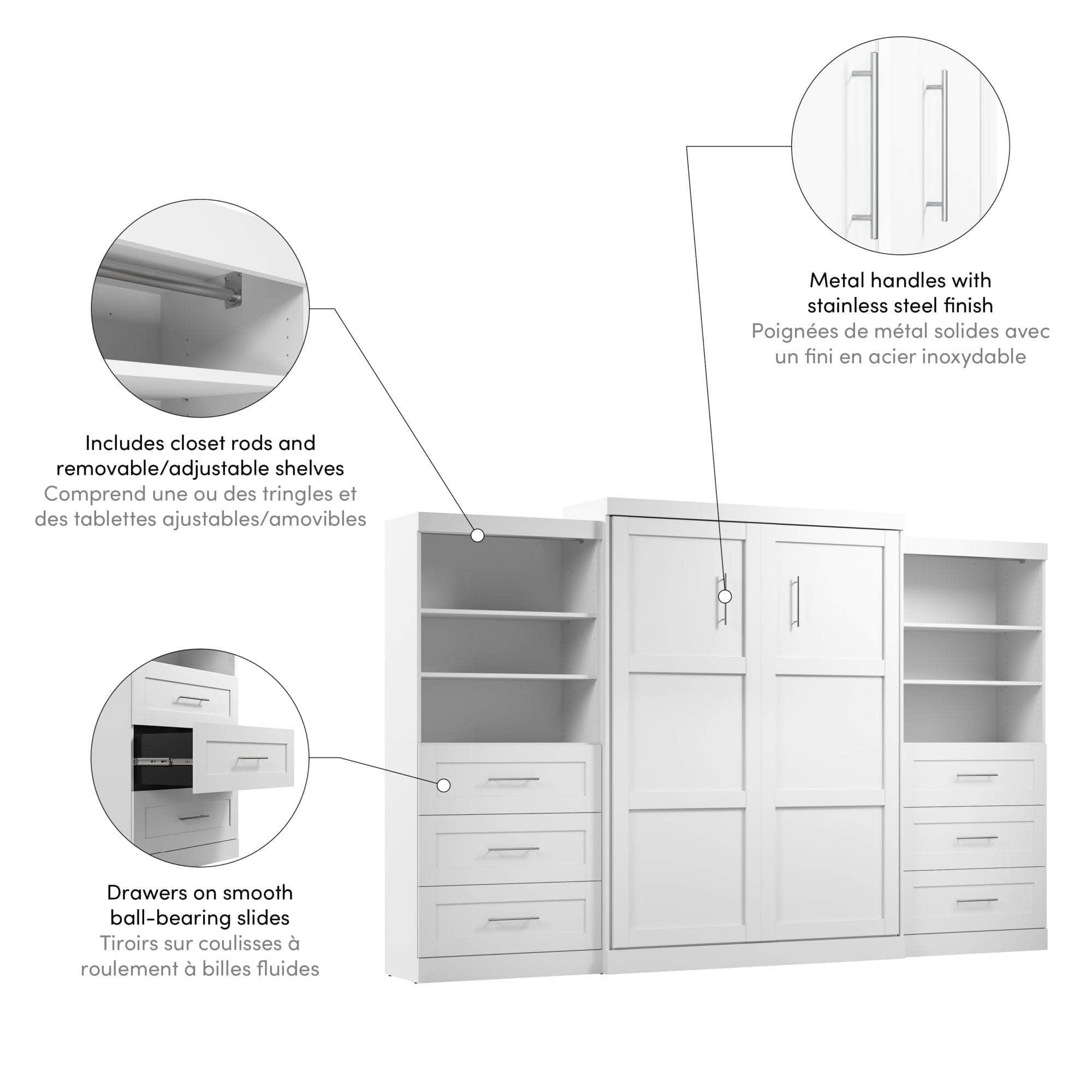 Pur Queen Murphy Wall Bed with 2 Storage Drawers - Space Saving Fold Down Bed (136 Inch) in 6 Colors | Perfect for Small Apartments, Guest Rooms & Home Offices