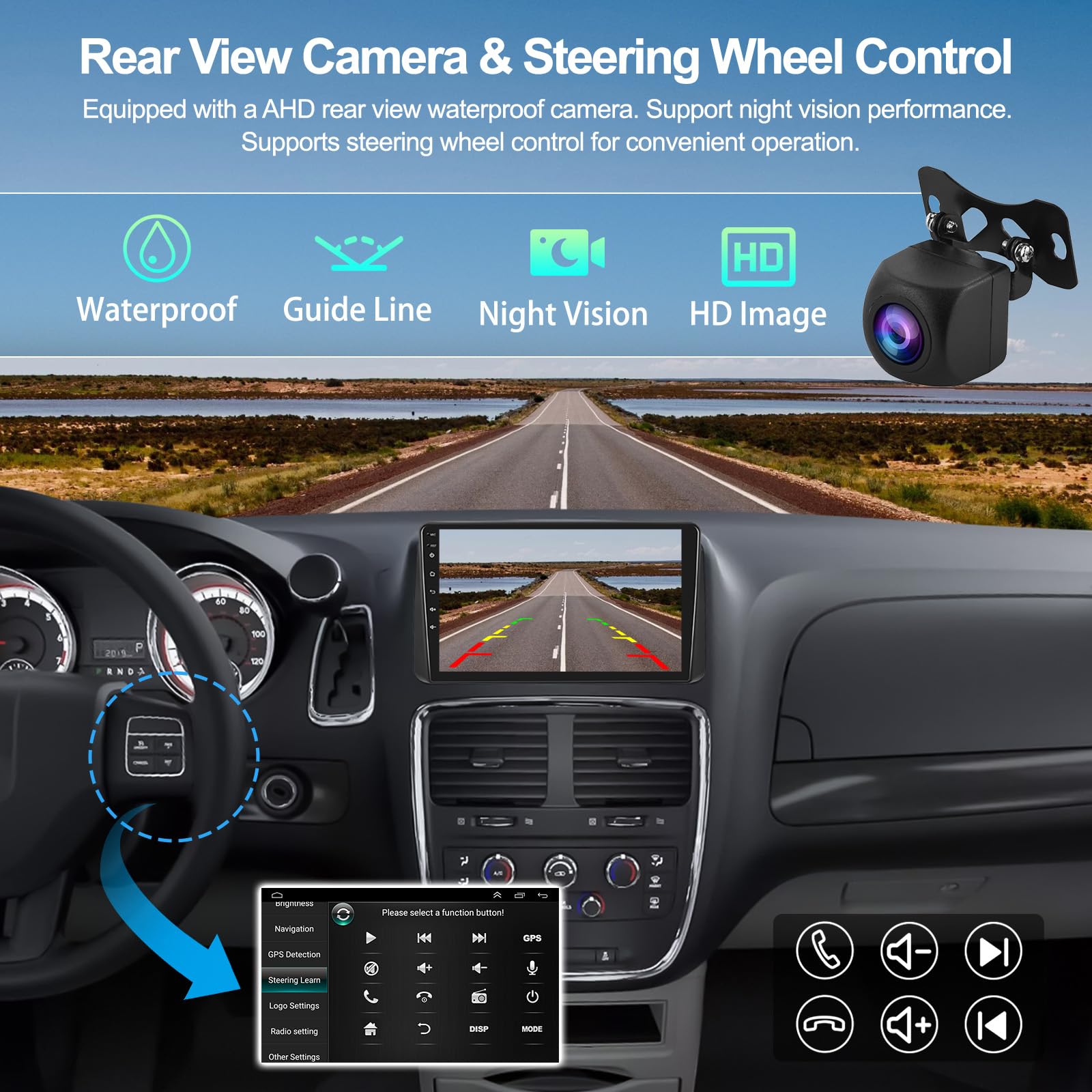 2+64GB CAMECHO Android Car Stereo Radio for Dodge Grand Caravan Chrysler Town & Country - Wireless Apple CarPlay & Android Auto - 9
