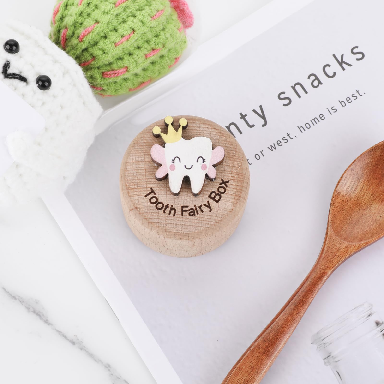 **Cute Carved Wooden Tooth Fairy Box for Kids - 3D Tooth Storage for Lost Teeth, Keepsake Gift for Boys & Girls - Perfect for Birthday, Baby Shower & First Tooth Celebration**