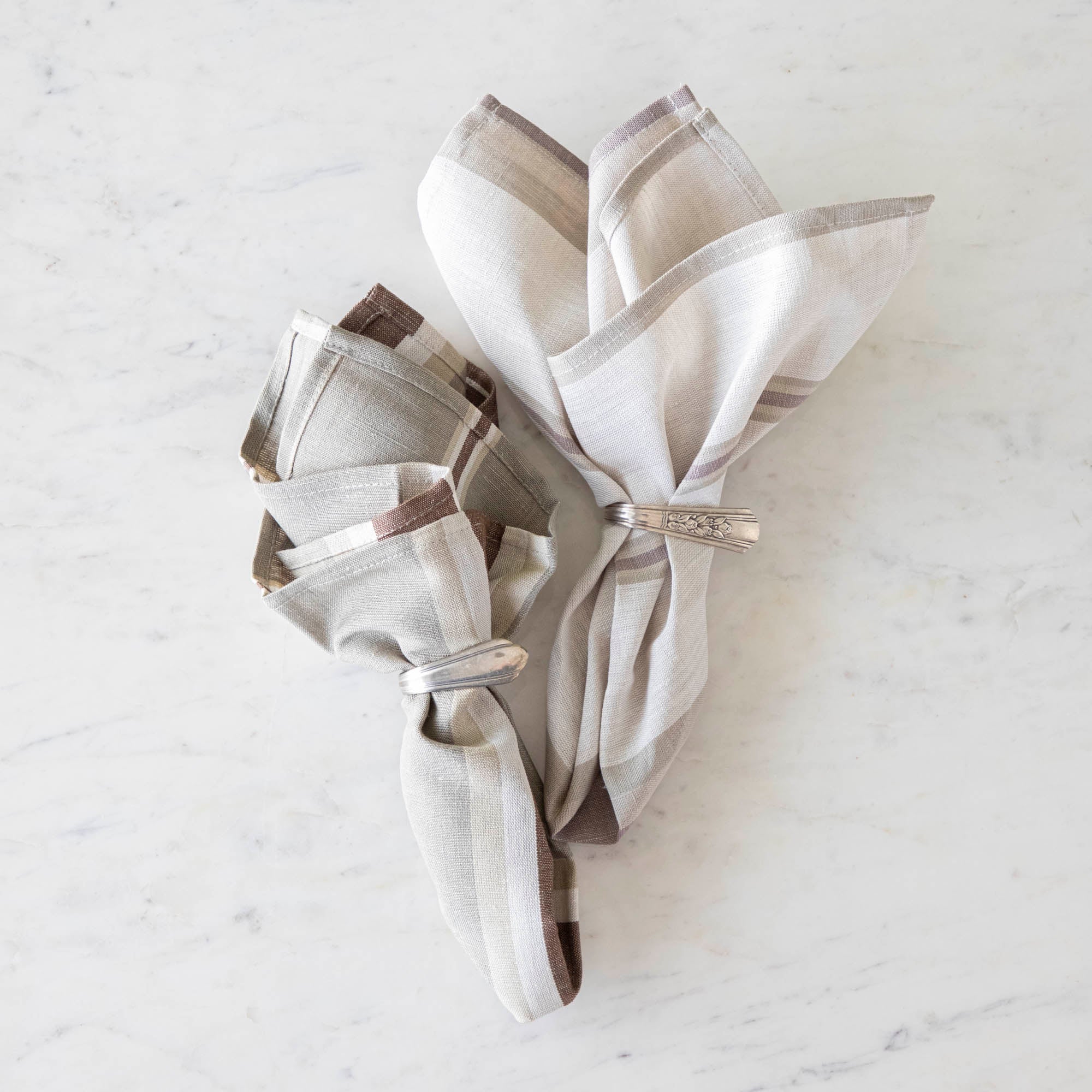 Elegant Dusty Pastel Striped Cloth Napkins - Soft & Absorbent Cotton Table Linens for Dinner Parties, Weddings & Home Decor