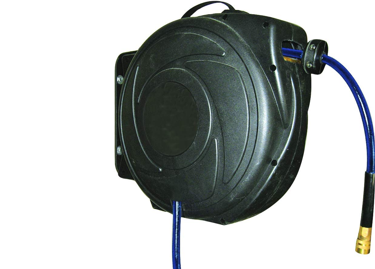DYNAMIC POWER Elite Retractable Air Hose Reel with 3/8-Inch x 50-Ft Heavy-Duty PU Air Hose - Abrasion, Oil & Weather Resistant - Ideal for Garages, Workshops & Industrial Use - DP-HR5-315
