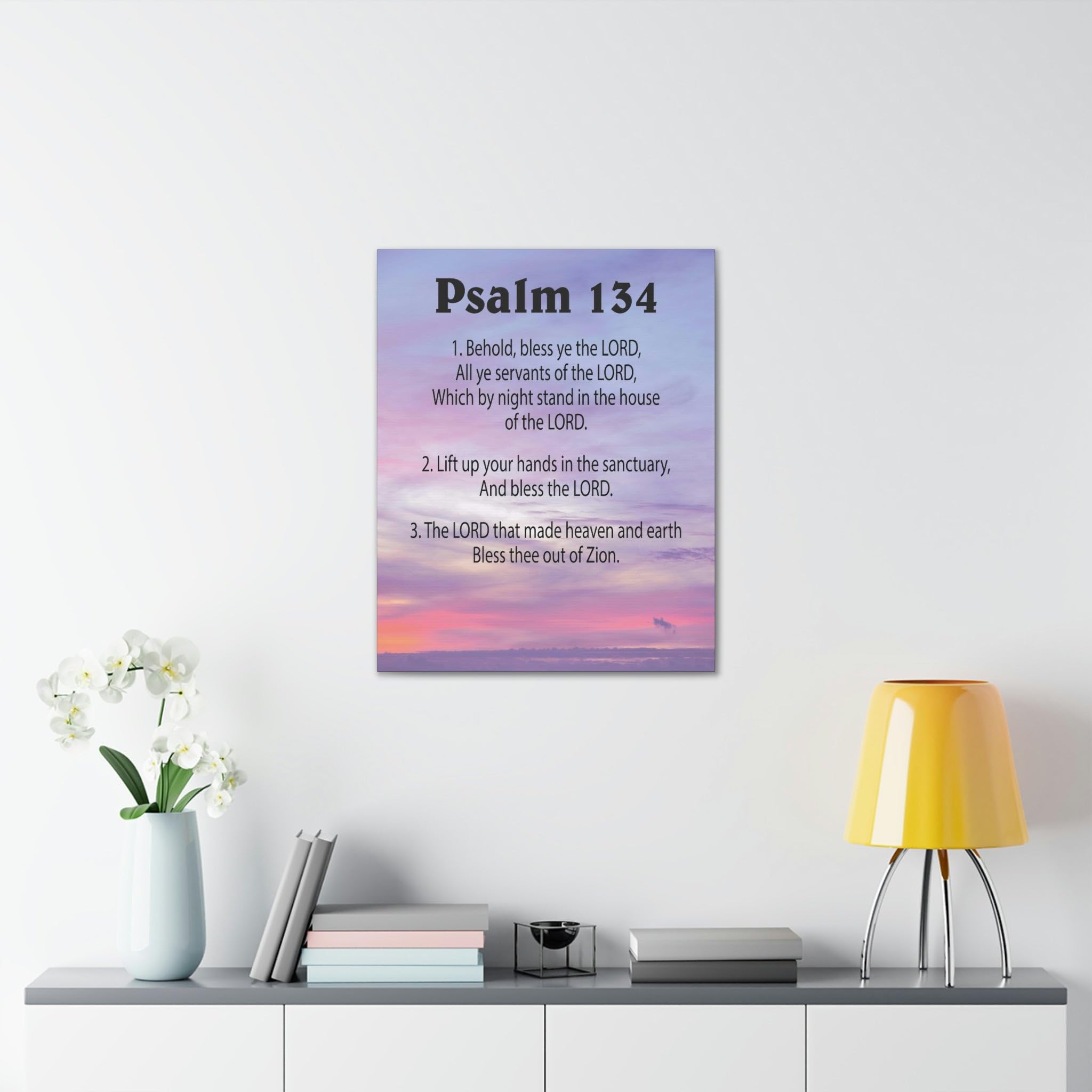 Christian Wall Art Canvas - Bible Verse Psalm 134 House of The Lord - Inspirational Scripture Home Decor for Living Room, Bedroom & Church