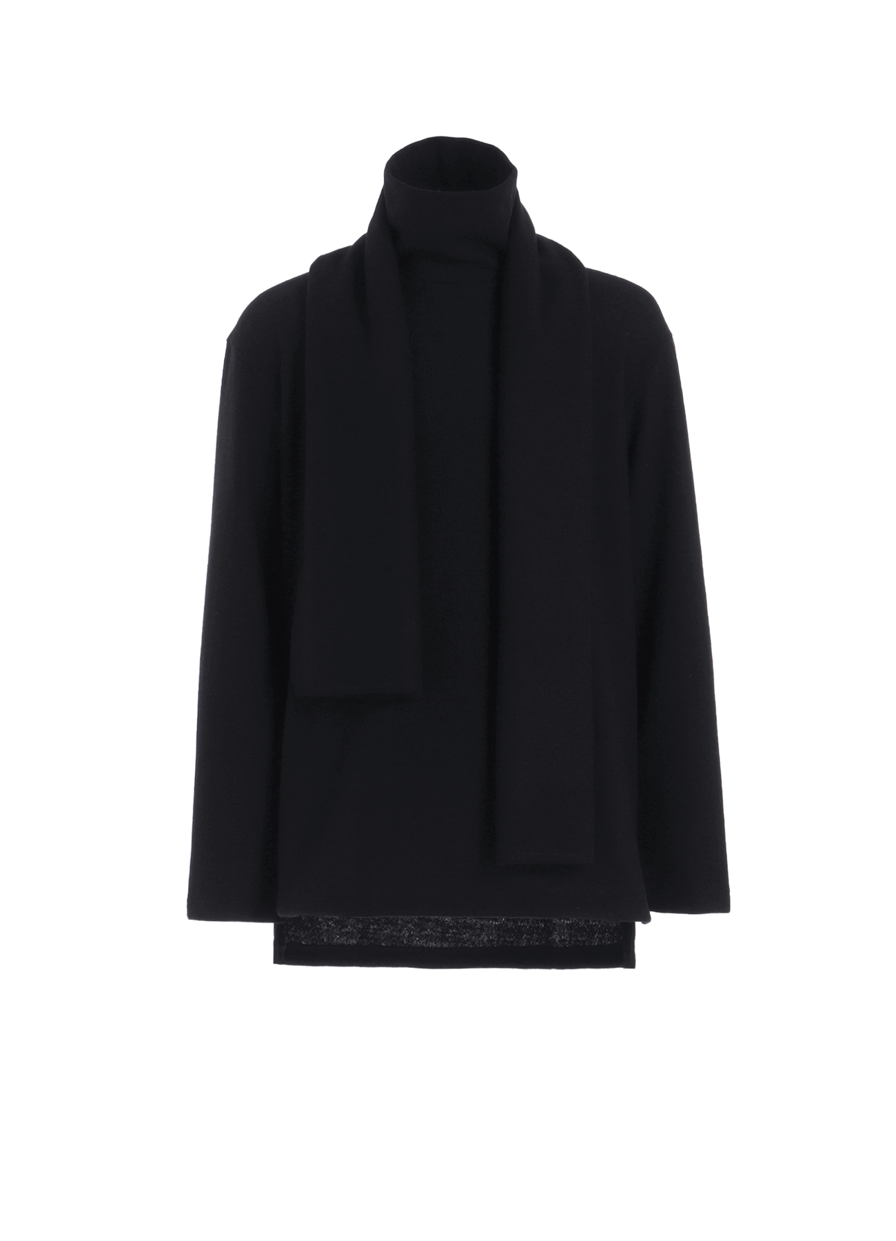Breathable Jersey High Neck Long Sleeve T-Shirt with Scarf - Comfortable Casual Wear for Women, Perfect for Office, Travel & Everyday Outfits