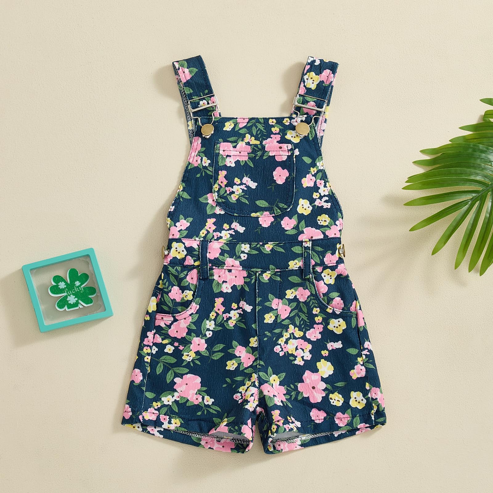 Adorable Toddler Baby Girls Floral Jumpsuit - Sleeveless Suspenders Romper Overall Shorts for Summer | Perfect for Playdates, Beach Outings & Family Photos