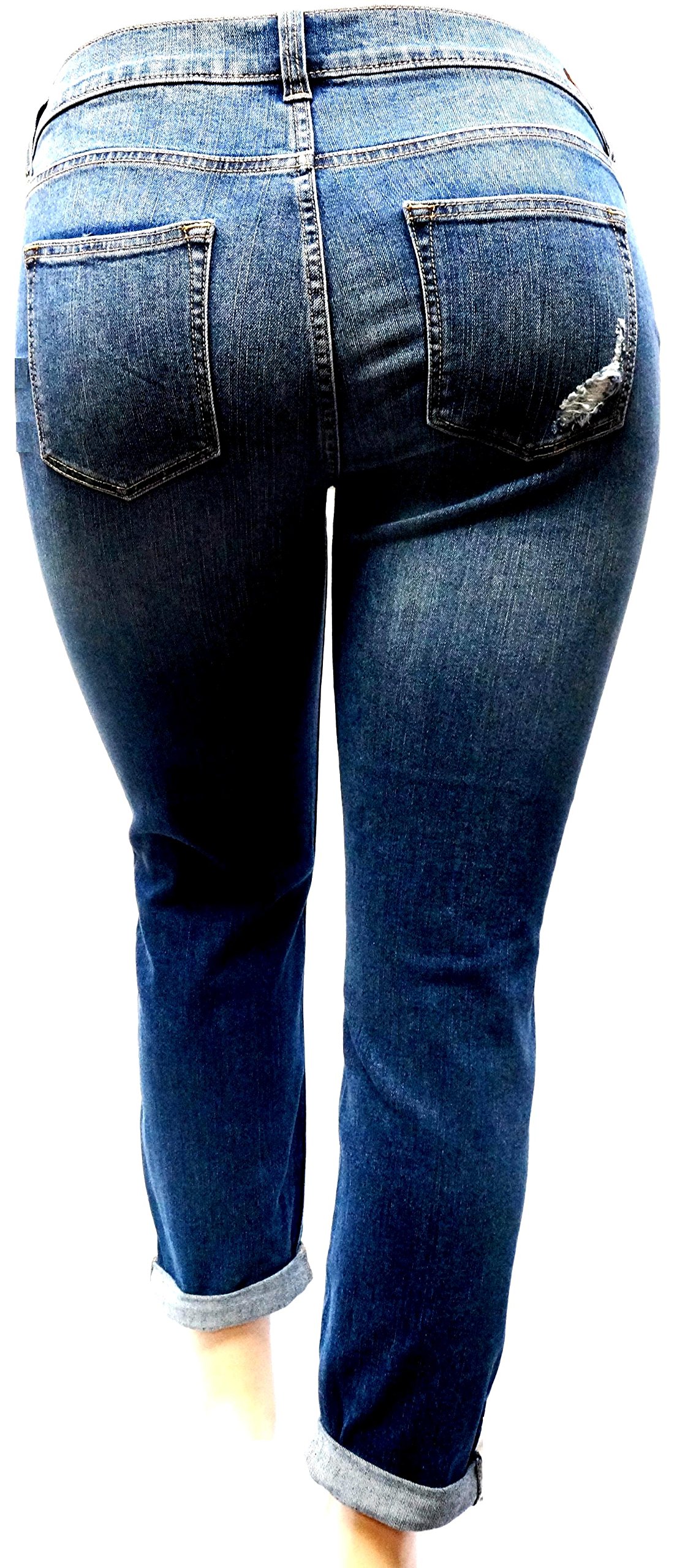 Jack David Women's Plus Size Ankle Skinny Jeans - Ripped Distressed Stretch Denim Pants for Casual Wear & Everyday Outfits