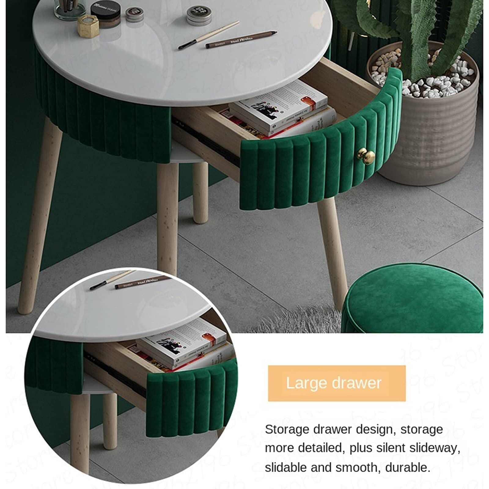 Modern White Vanity Desk with Mirror - Luxury Dressing Table for Bedroom, Compact Makeup Vanity Set with Drawers | Perfect for Small Spaces, Cosmetics Organization & Glam Room Decor