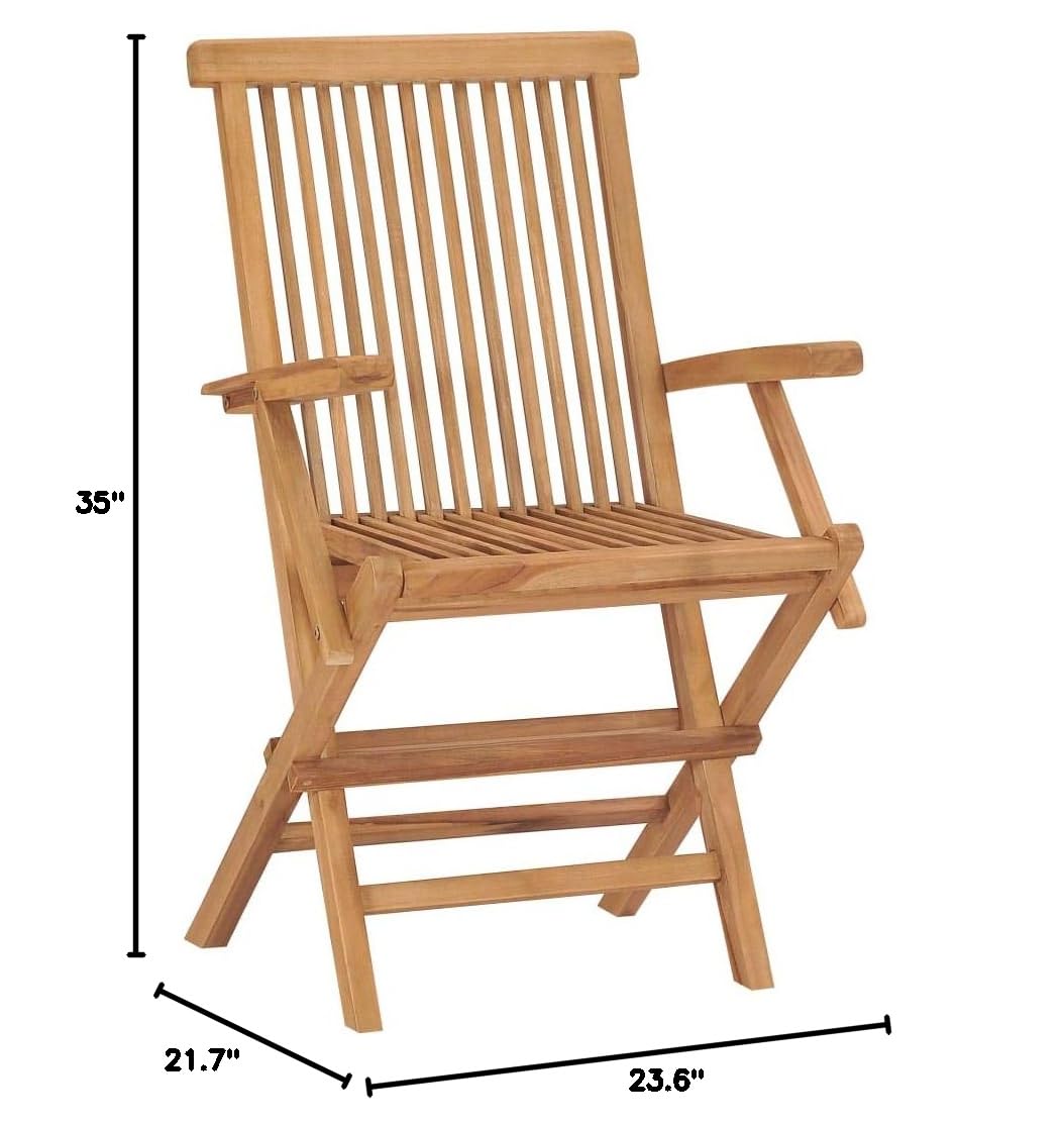 SKM 2-Piece Teak Wood Patio Chairs with Black Cushions - Outdoor Garden Furniture Set for Backyard, Poolside & Deck Relaxation