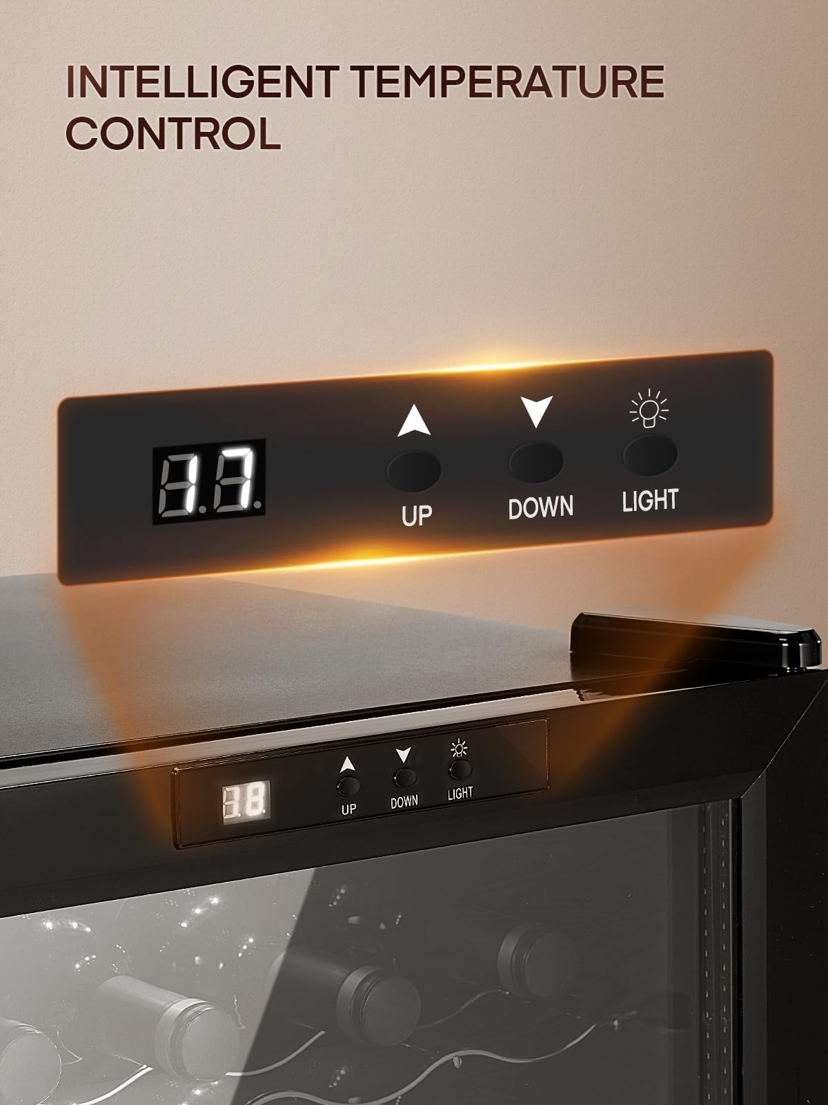 8 Bottle Wine Cooler Refrigerator - Dual Glass Door Wine Fridge with LED Lighting & Digital Temperature Control - Compact Wine Cellar for Home, Office, Bar, Kitchen, Restaurant & Entertainment Spaces