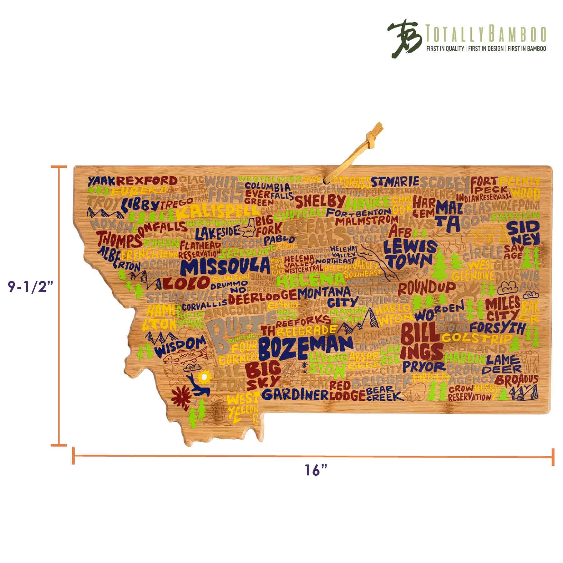 Montana Wood Cutting Board with Handcrafted Artwork by Wander on Words™ - Perfect for Kitchen, Dining & Home Decor