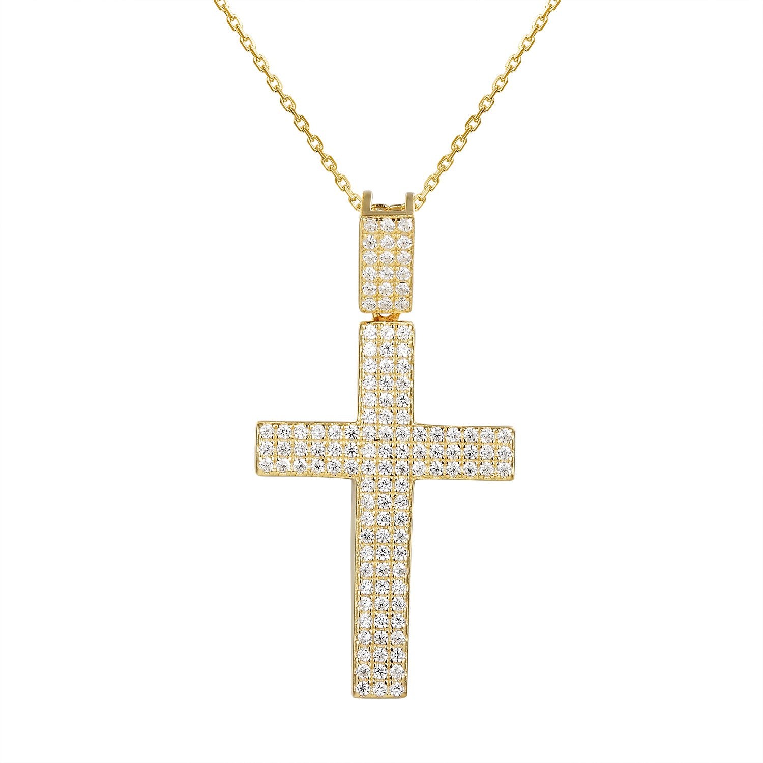 Stylish Women's Jesus Cross Bling Pendant Necklace with 18