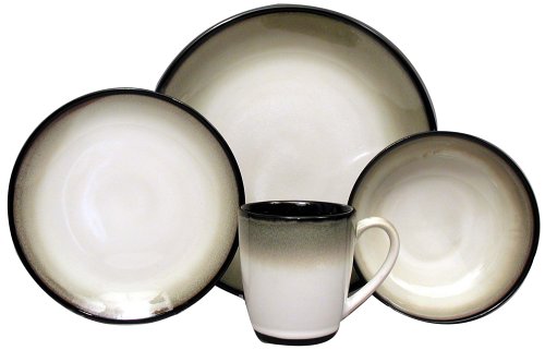 Sango Nova Black 16-Piece Dinnerware Set - Elegant Porcelain Plates, Bowls & Mugs for 4 People - Perfect for Family Dinners, Dinner Parties & Restaurant-Style Dining
