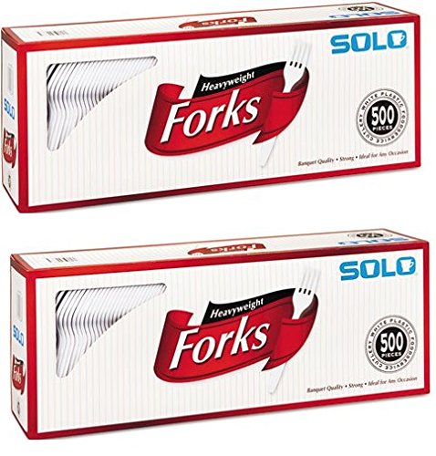 Solo Cup Company Mediumweight Plastic Forks, White - 500 Count (2 Pack) - Perfect for Parties, Picnics, BBQs, and Catering Events
