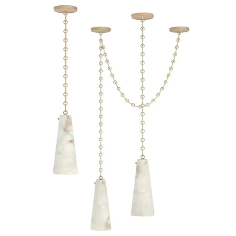 Cassie Alabaster Marble Modern 3-Light Pendant Light Fixture - Elegant Dining Room, Kitchen Island or Entryway Lighting