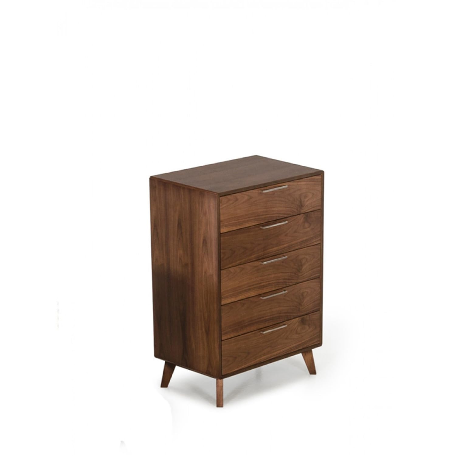 Benzara BM187570 Transitional Style 5-Drawer Wooden Dresser with Stainless Steel Handles - Brown Wood Chest for Bedroom, Living Room, or Office Storage