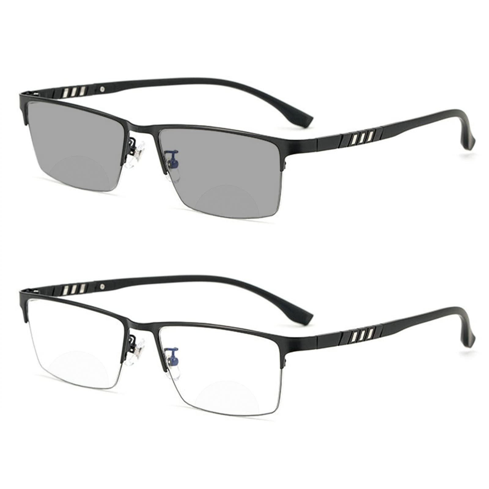 Men's Bifocal Reading Glasses with Photochromic Lenses - UV400 Protection, Comfortable Business Frame for Presbyopia - Perfect for Office Work, Outdoor Reading & Driving