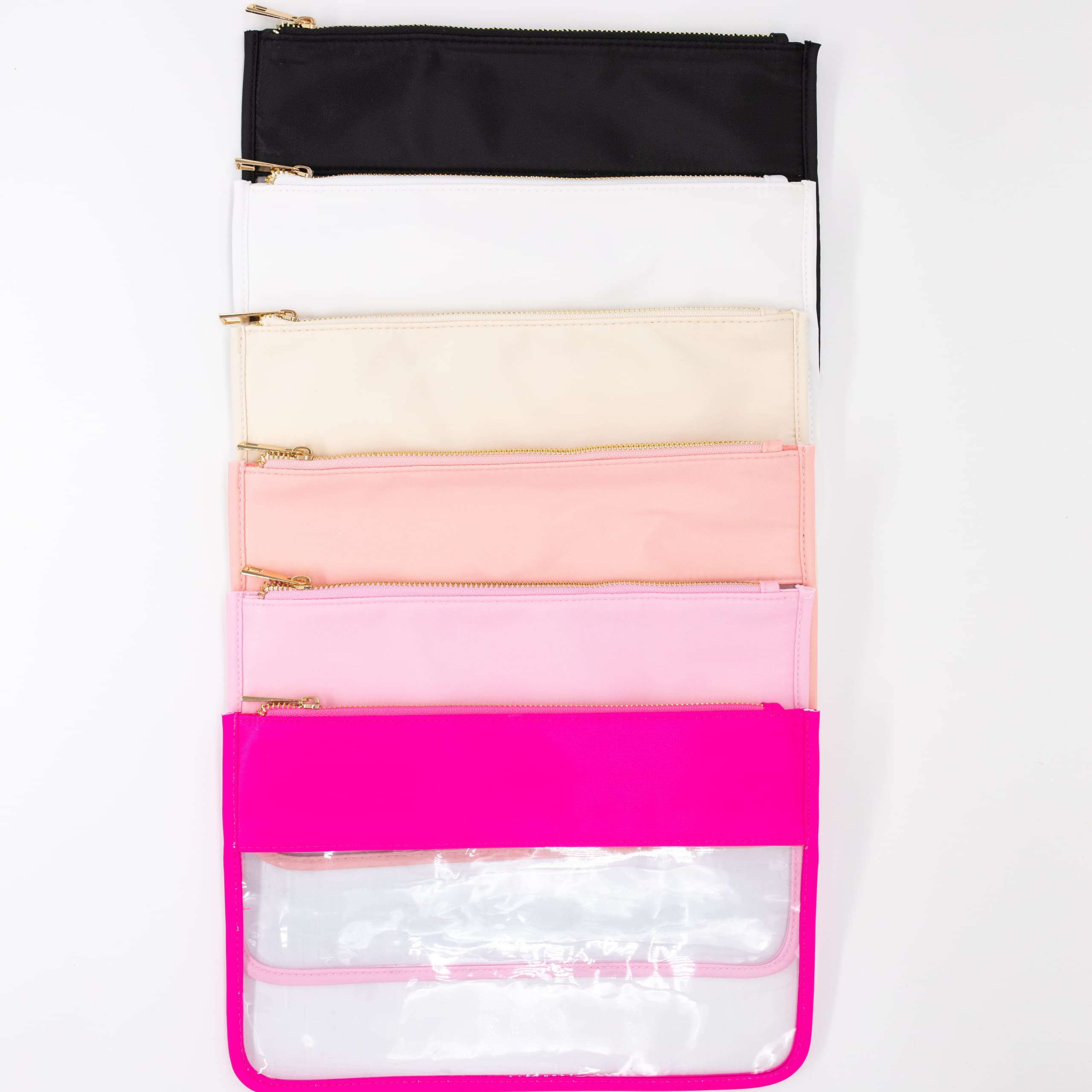 Premium Nylon Teddy Corduroy Travel Makeup Bag - Waterproof Cosmetic Pouch for Women (White, Flat Design) | Perfect for Travel, Gym, and Daily Organizer