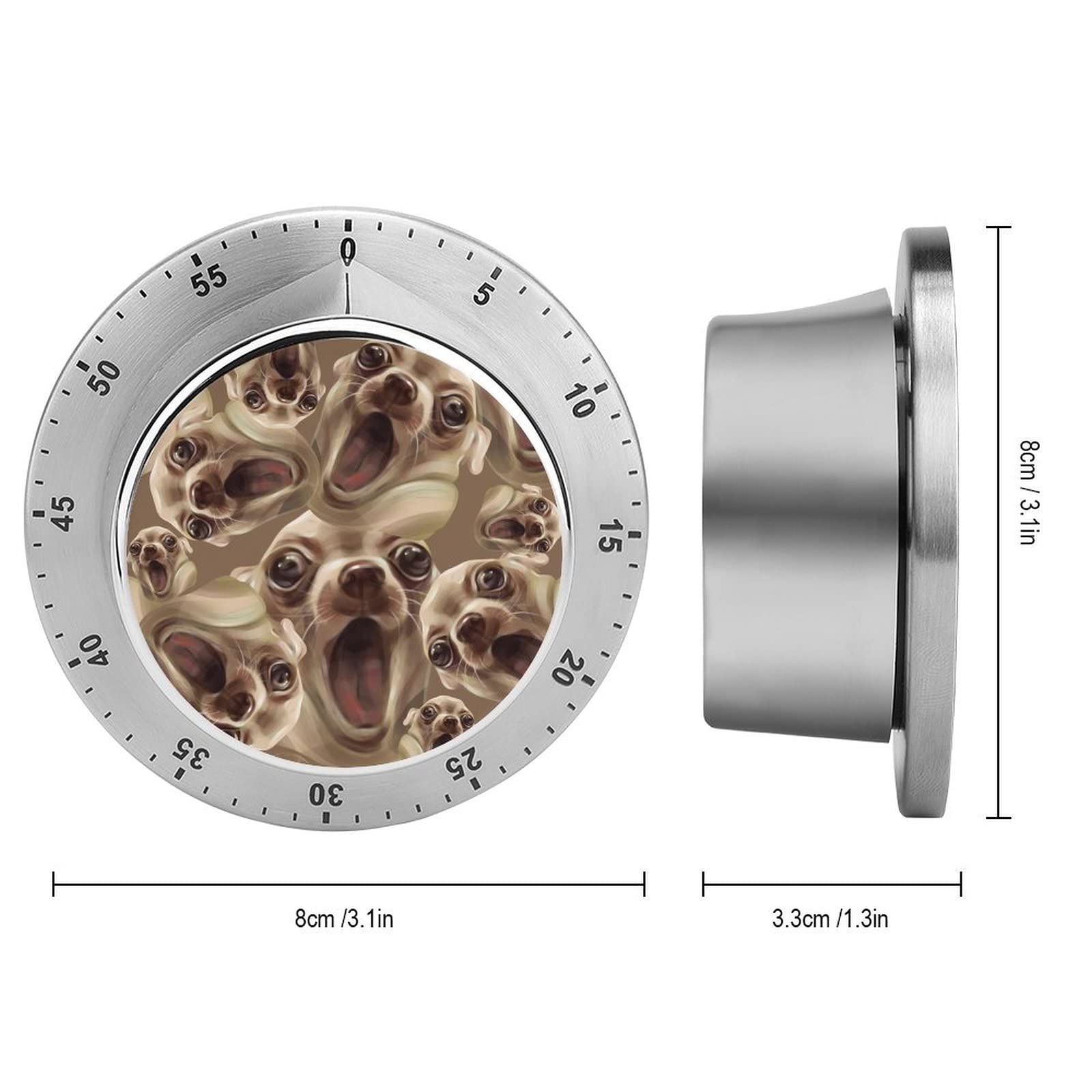 Kitchen Timer with Cute Chihuahua Design - Magnetic, Waterproof, Stainless Steel Multiuse Cooking Timer for Baking, Oven, and Home Use - Perfect for Kitchen, Camping, and Outdoor Activities