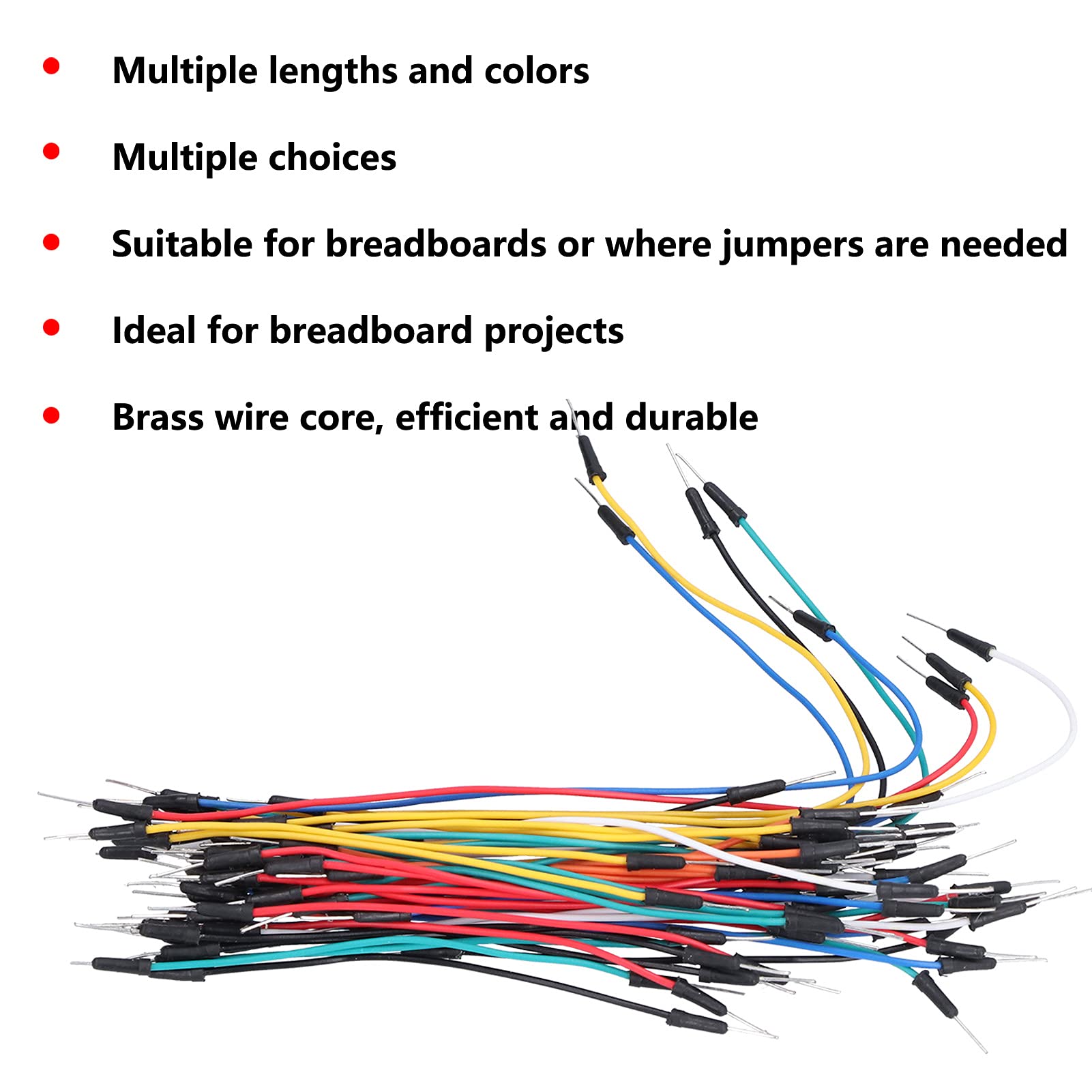 65Pcs Multicolor Breadboard Jumper Wires Kit - Durable for DIY Electronics Projects