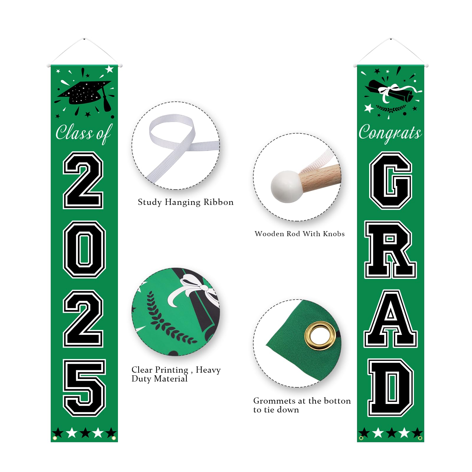 Class of 2025 Graduation Banner - Green Graduation Party Decorations for High School & College - Perfect for Graduation Ceremony, Photo Backdrop & Party Supplies