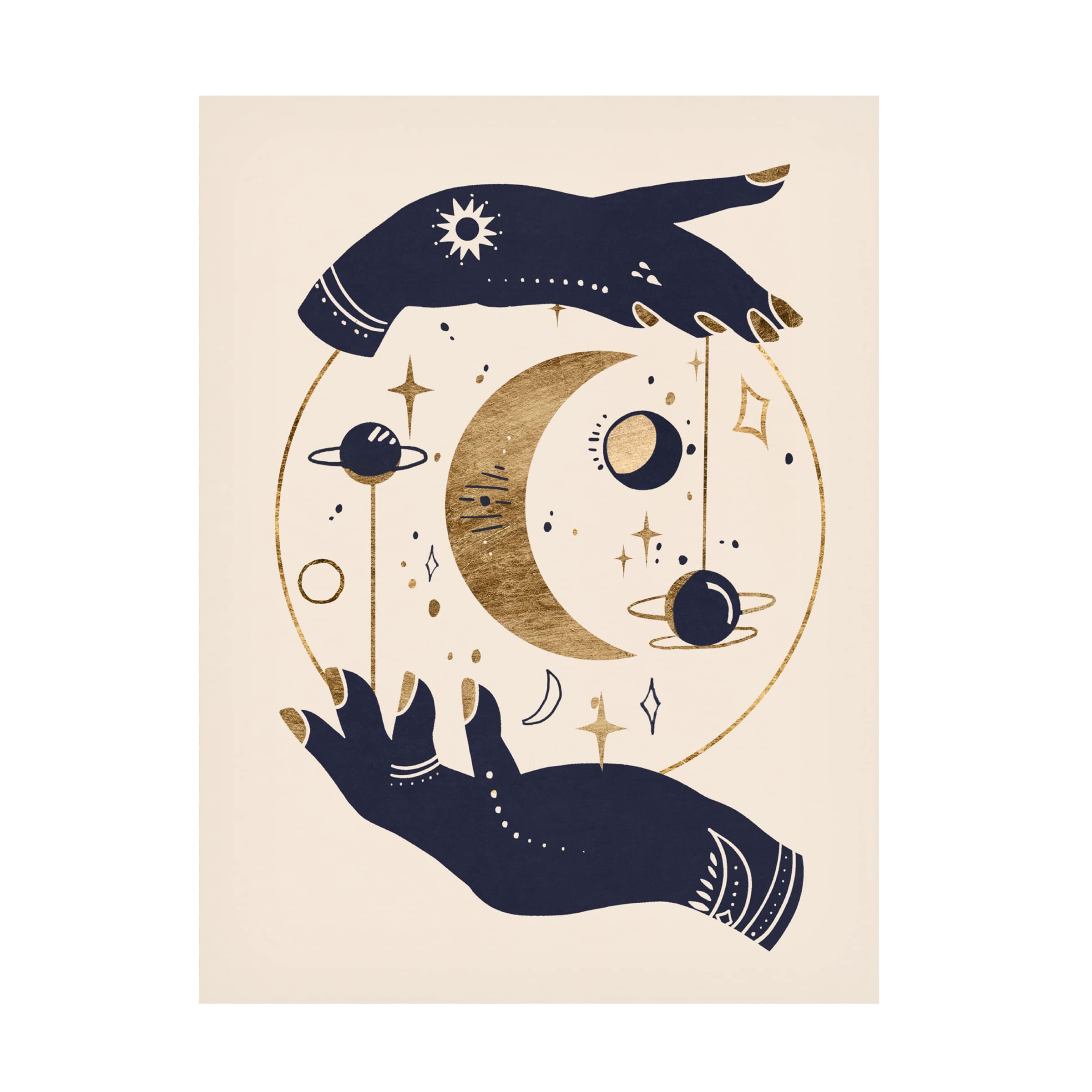 Annie Warren 'Moon Hands I' Canvas Art Print - Modern Wall Decor for Living Room, Bedroom & Office - Trademark Fine Art Collection