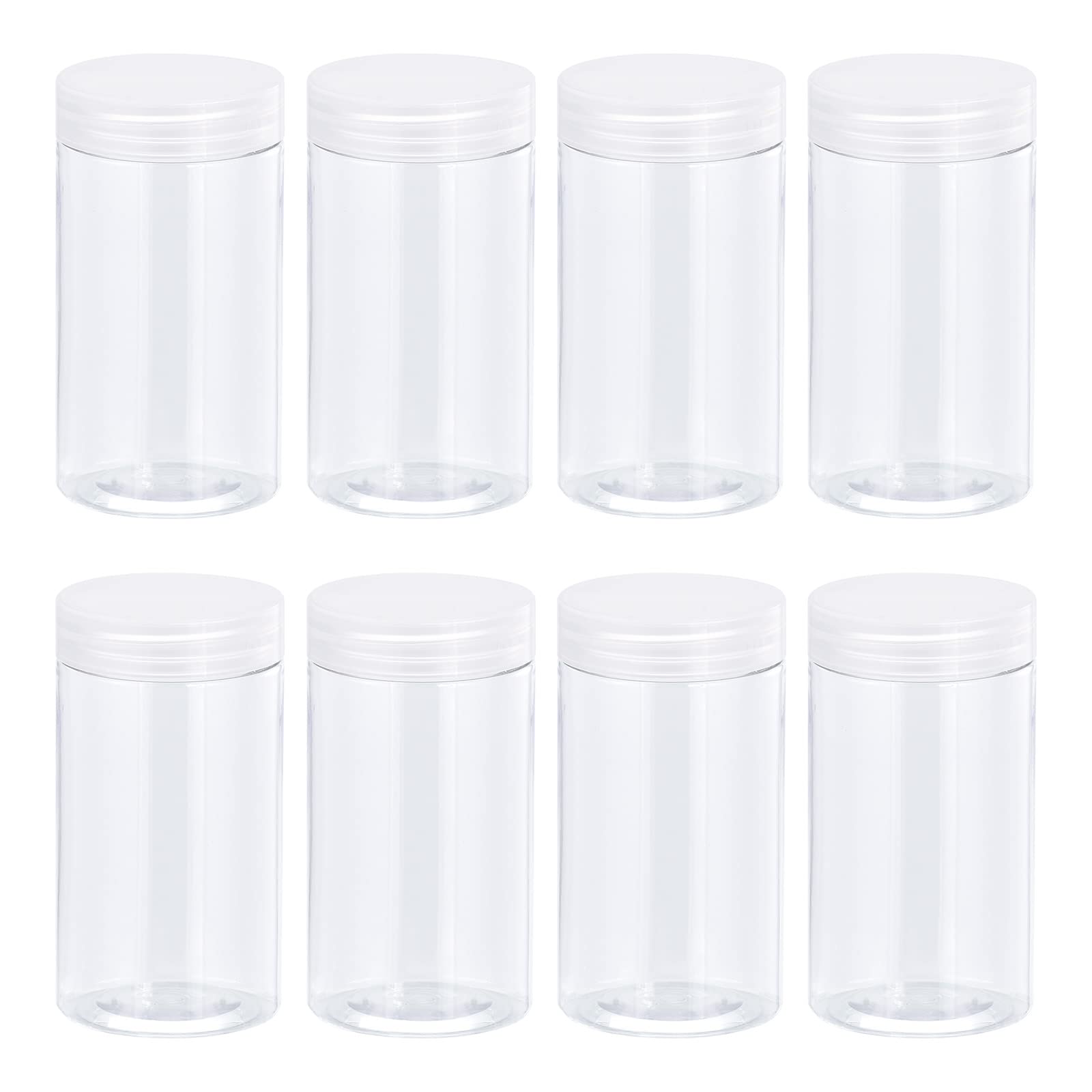 uxcell 5oz/150ml Round Plastic Jars with Transparent Screw Top Lids - 16Pcs Wide-Mouth Clear Empty Containers for Food Storage, Craft Supplies, Spice Organization | Perfect for Kitchen Pantry, DIY Projects & Home Organization