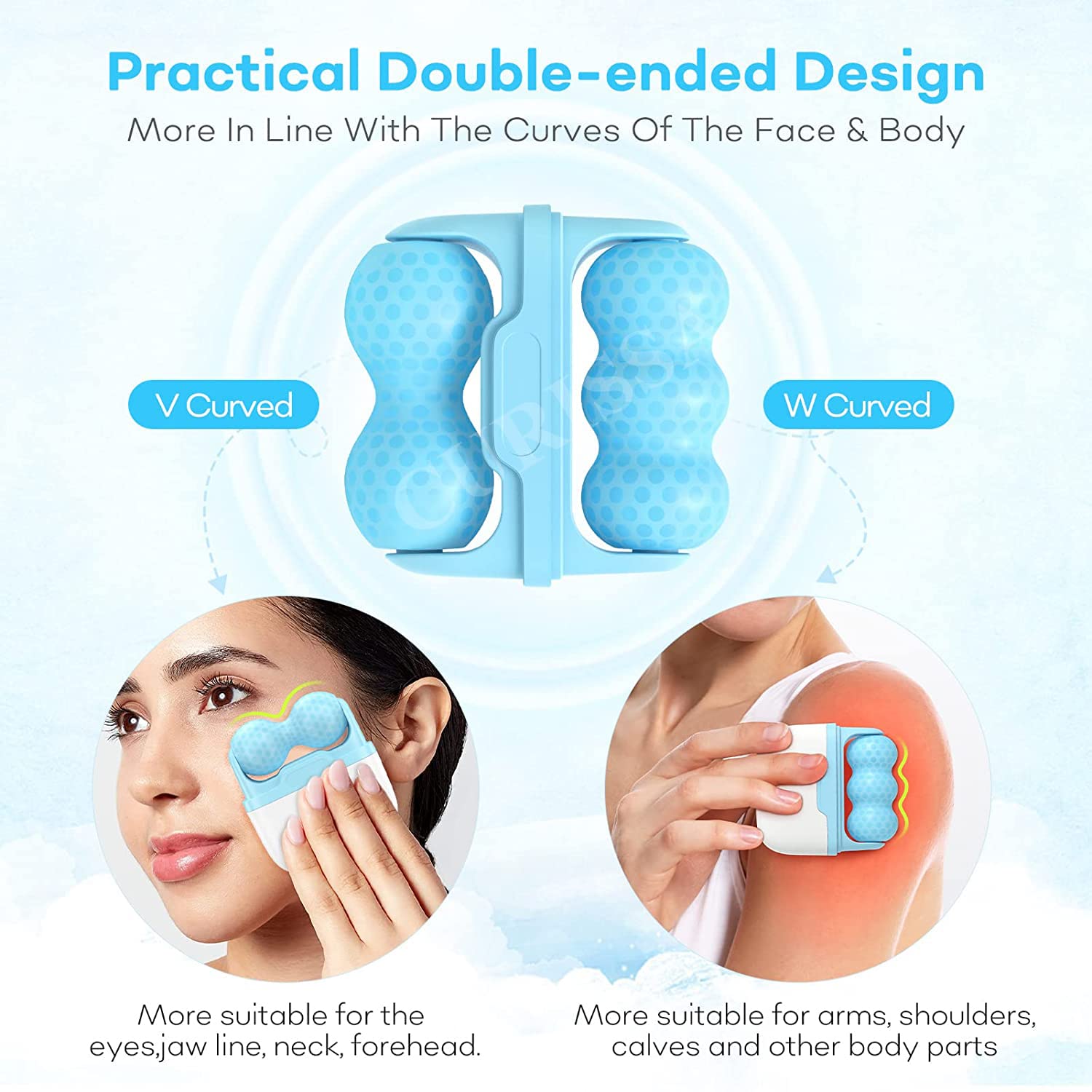 **CURISSA Ice Roller for Face & Eyes – Cooling Facial Massager for Puffiness Relief, Dark Circles & Skin Tightening – Reusable Ice Face Roller for Home Spa & Skincare (Blue)**    *Perfect for post-workout recovery, morning depuffing, or soothing sunburns – a must-have for glowing skin!*