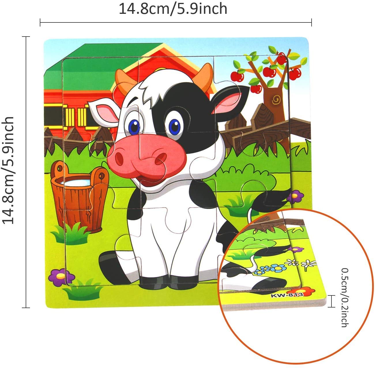 SANNIX 12 Pack Wooden Animal Puzzles for Toddlers - Educational Travel Toys for Kids Ages 2-5 | Preschool Learning & Gift Idea