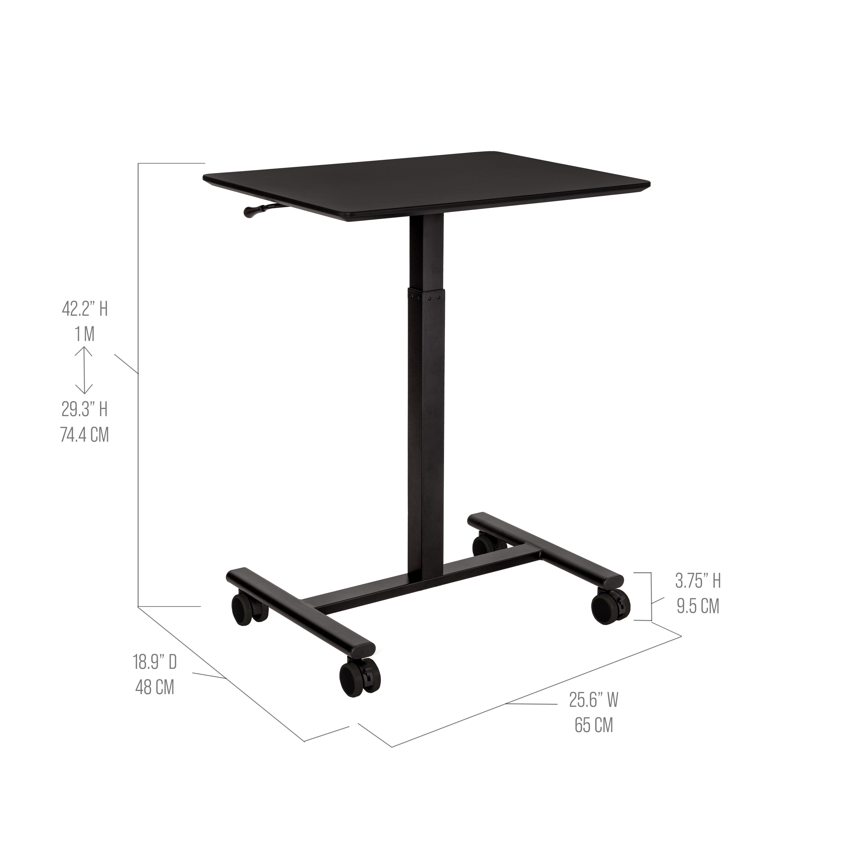 AirLIFT® Pneumatic Mobile Desk Cart - Adjustable Height Rolling Workstation for Office, Classroom & Home - Perfect for Standing Desks, Laptops & Office Supplies