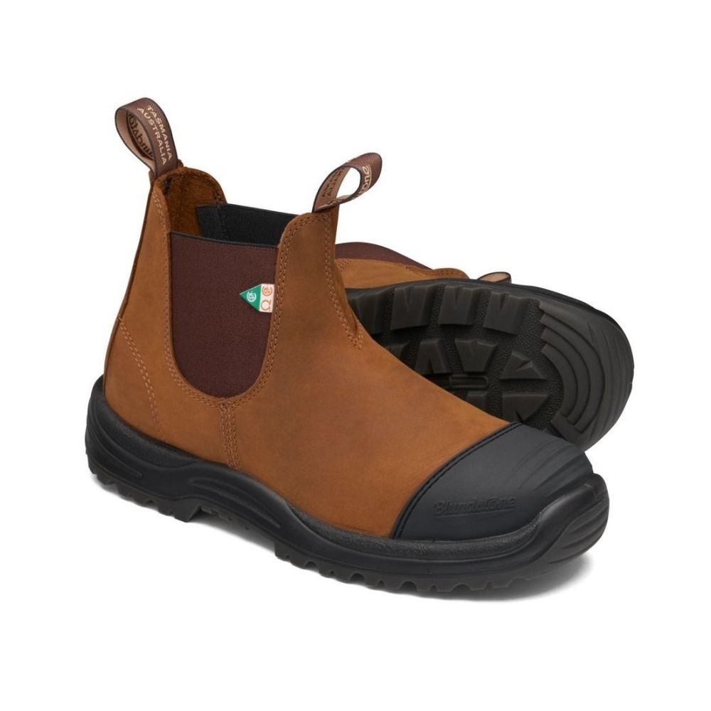 Blundstone 169 Unisex Slip-On Steel Toe Work Boots - Safety Shoes with Rubber Toe Cap & Crazy Horse Leather - Perfect for Construction, Warehouse and Industrial Work
