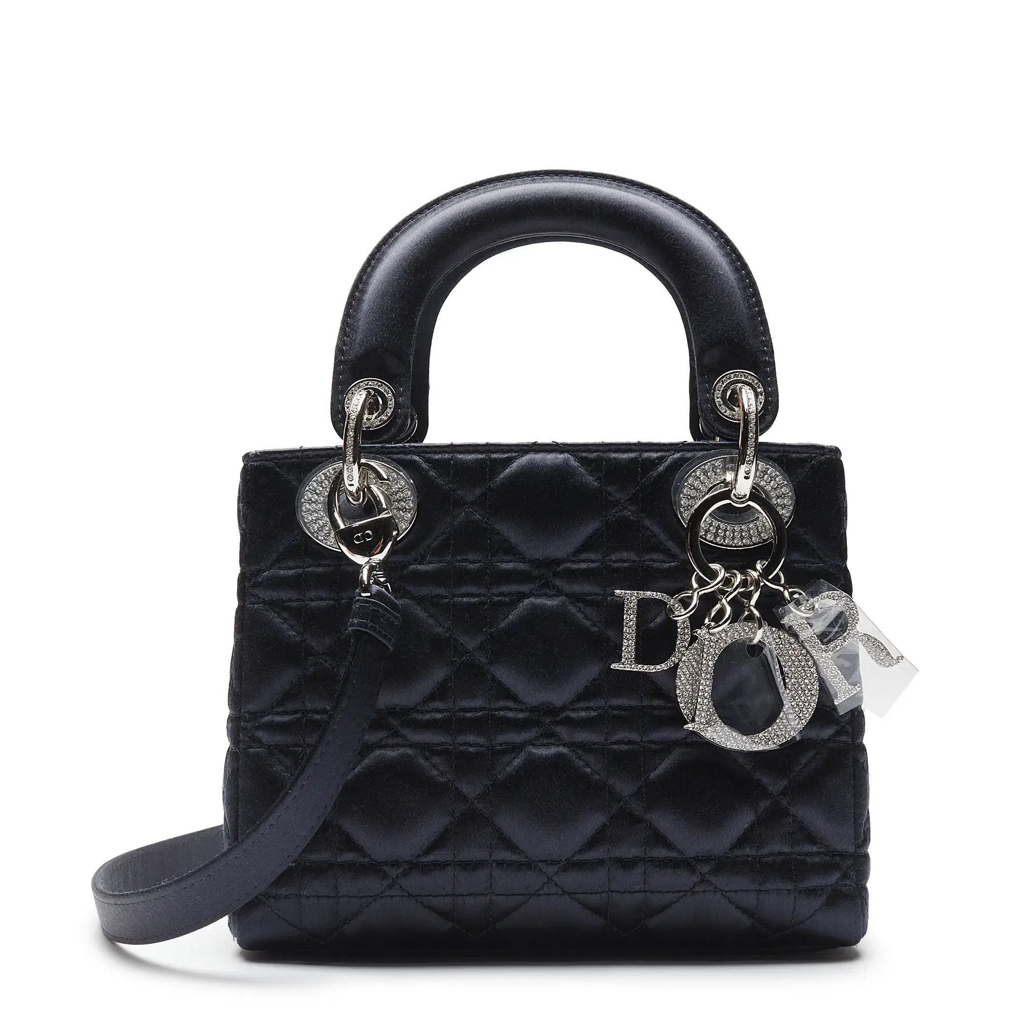 Dior Lady Dior Mini Handbag in Satin Blue - Limited Edition Diana Bag for Women | Perfect for Evening Parties, Weddings & Luxury Gift Giving