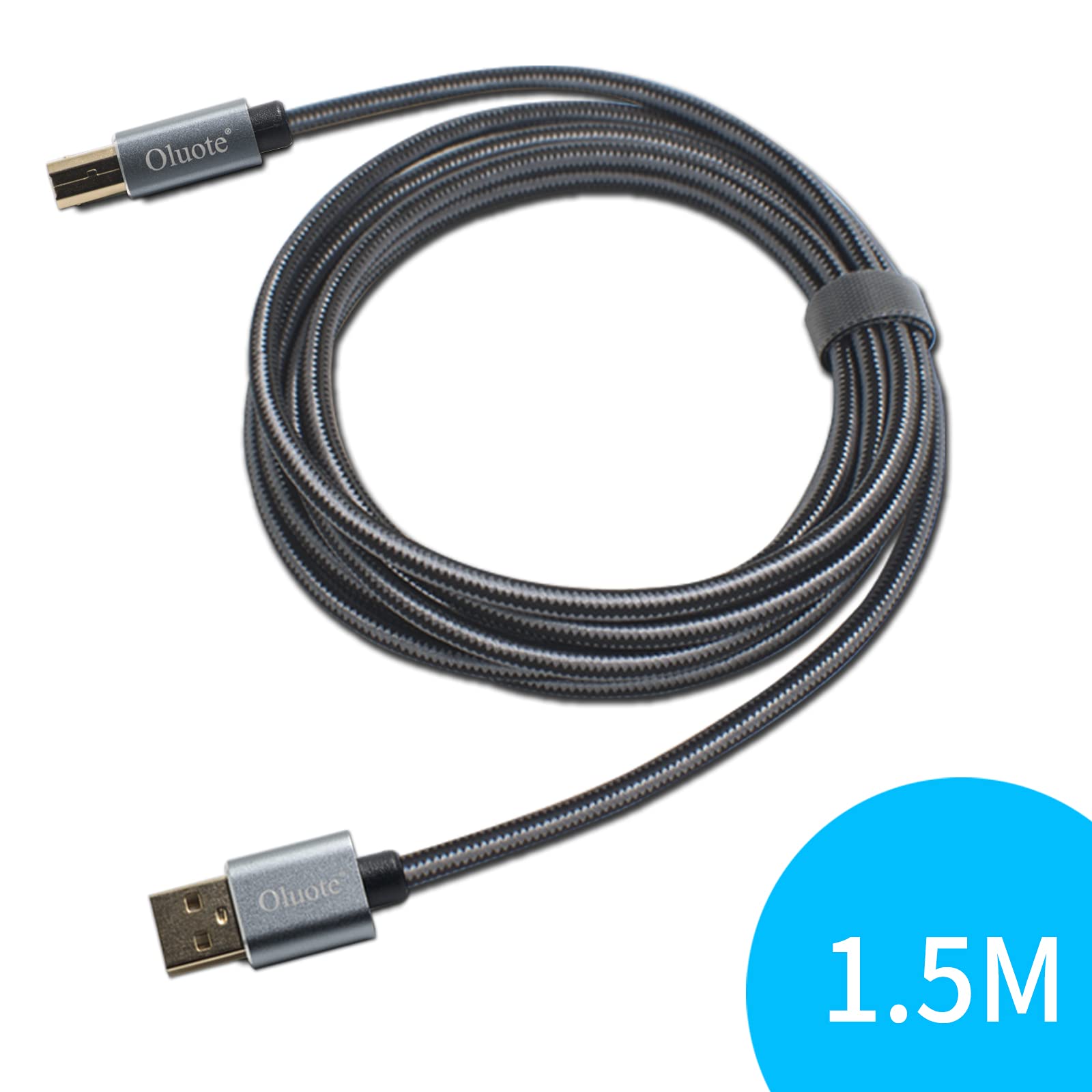 Oluote USB 2.0 Printer Cable - A Male to B Male High Speed Scanner Cord - 1.5m/4.9ft Compatible with HP, Epson, Canon Printers & Scanners - Perfect for Home Office & Small Business Printing Needs