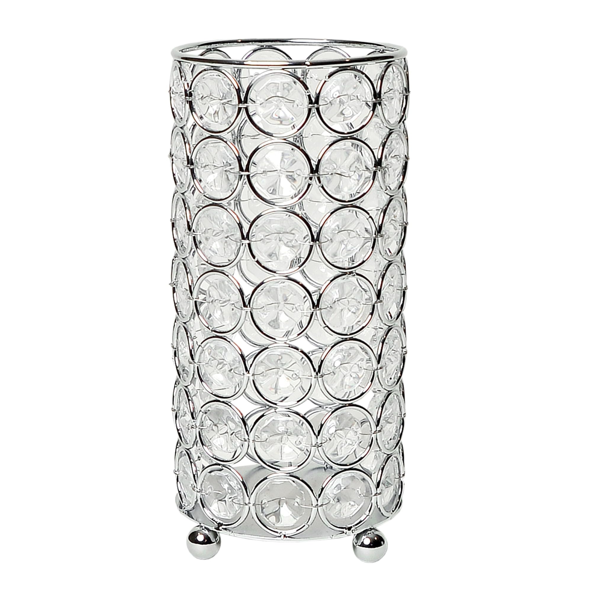 Elegant Designs HG1002-CHR Crystal Flower Vase & Candle Holder - 6.75 Inch Chrome Wedding Centerpiece for Home Decor, Table Decorations, and Party Decor