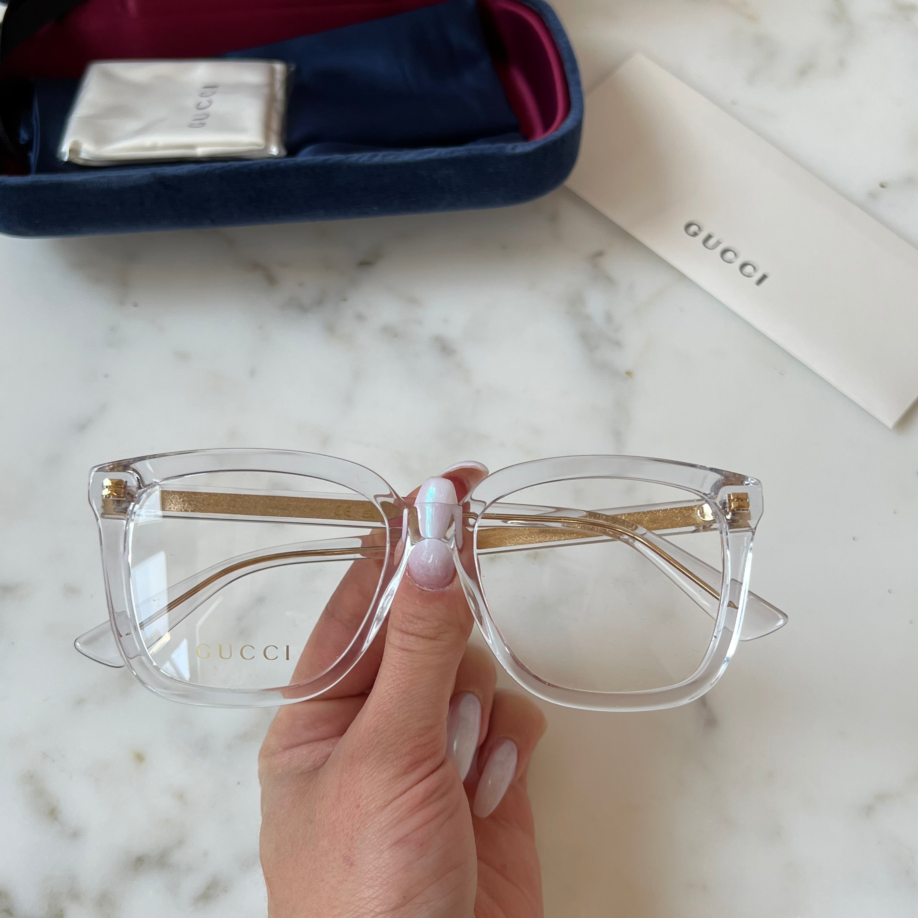 Gucci GG1319O Square Clear Acetate Sunglasses for Women - Stylish UV Protection Eyewear for Outdoor, Driving & Fashion Accessories
