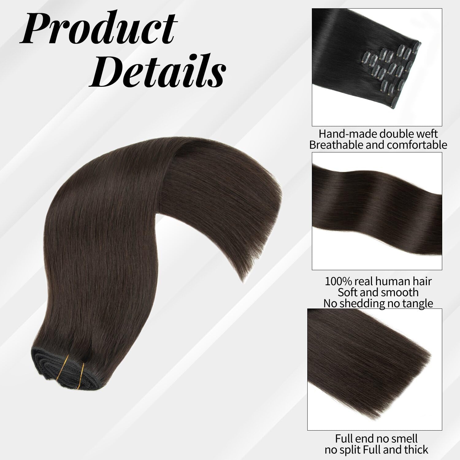 Premium 22 Inch Natural Black Clip-in Hair Extensions - 7pcs 120g Real Human Hair with 16 Clips | Double Weft Remy Human Hair for Women | Perfect for Volume, Length & Styling for Parties, Weddings & Daily Wear