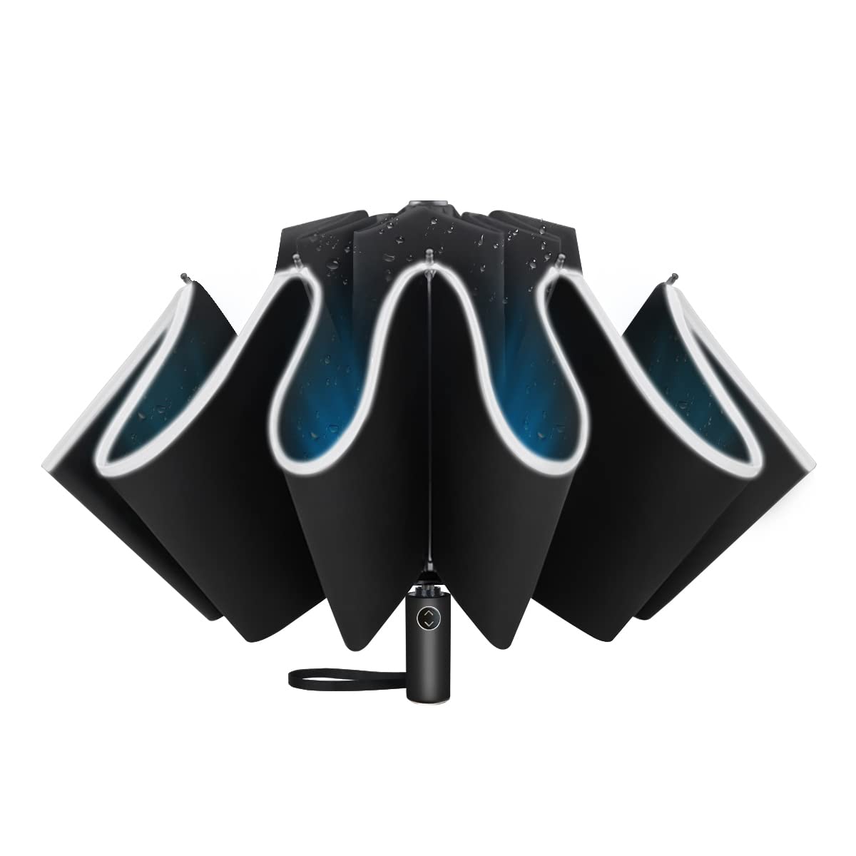 UVANTI Windproof Reverse Folding Umbrella - Compact, Lightweight & Portable Travel Umbrella for Men & Women - Strong Wind Resistant Design for Rainy Days - Perfect for Car, Backpack & Purse Use
