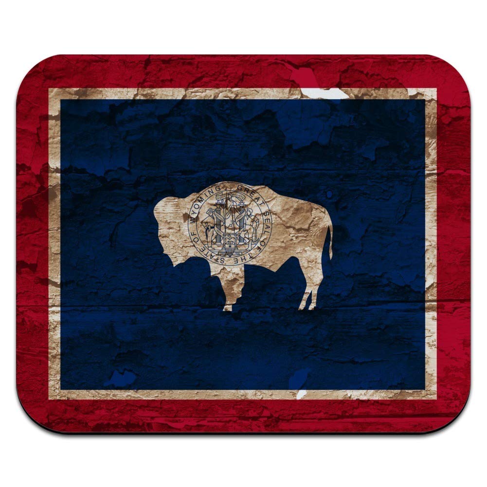 Rustic Distressed Wyoming State Flag Low-Profile Thin Mouse Pad - Perfect for Office, Gaming & Home Computer Setup