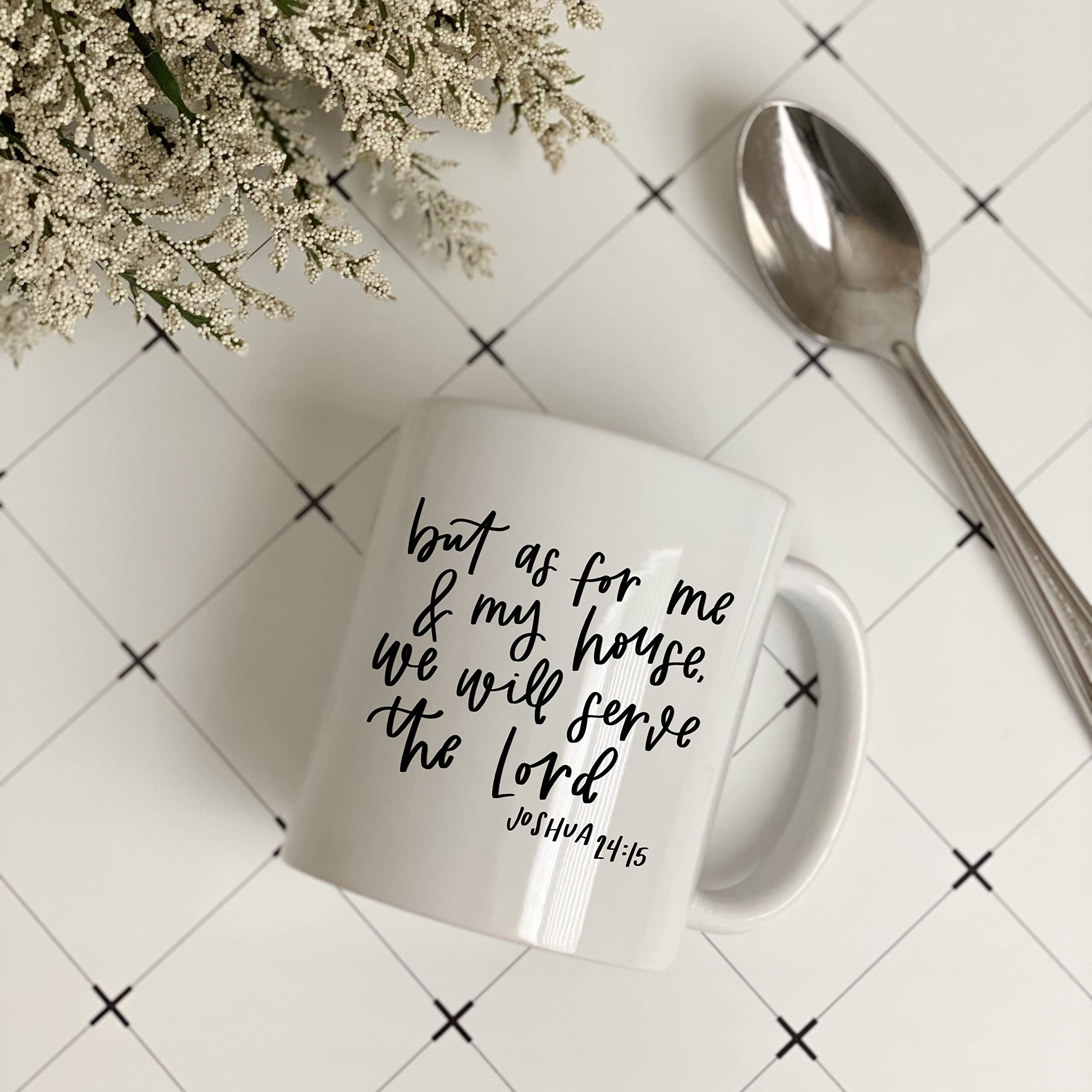 Christian Coffee Mug with Bible Verse - Joshua 24:15 (11oz, White) for Faithful Morning Brews