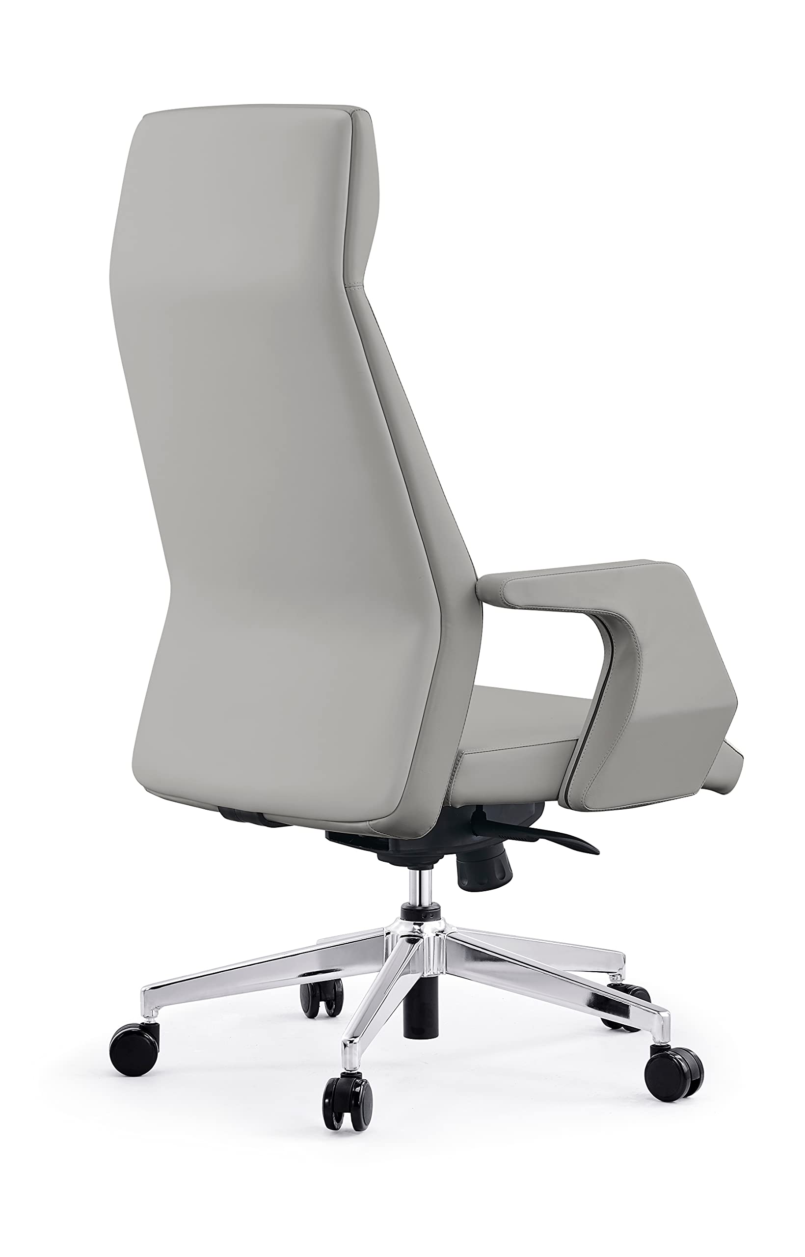 LUCKYERMORE Ergonomic High Back Office Chair - Adjustable Height Swivel PU Leather Desk Chair with Thick Cushion & Tilt Function, Easy Assembly, Grey - Perfect for Home Office, Gaming & Workspace Comfort