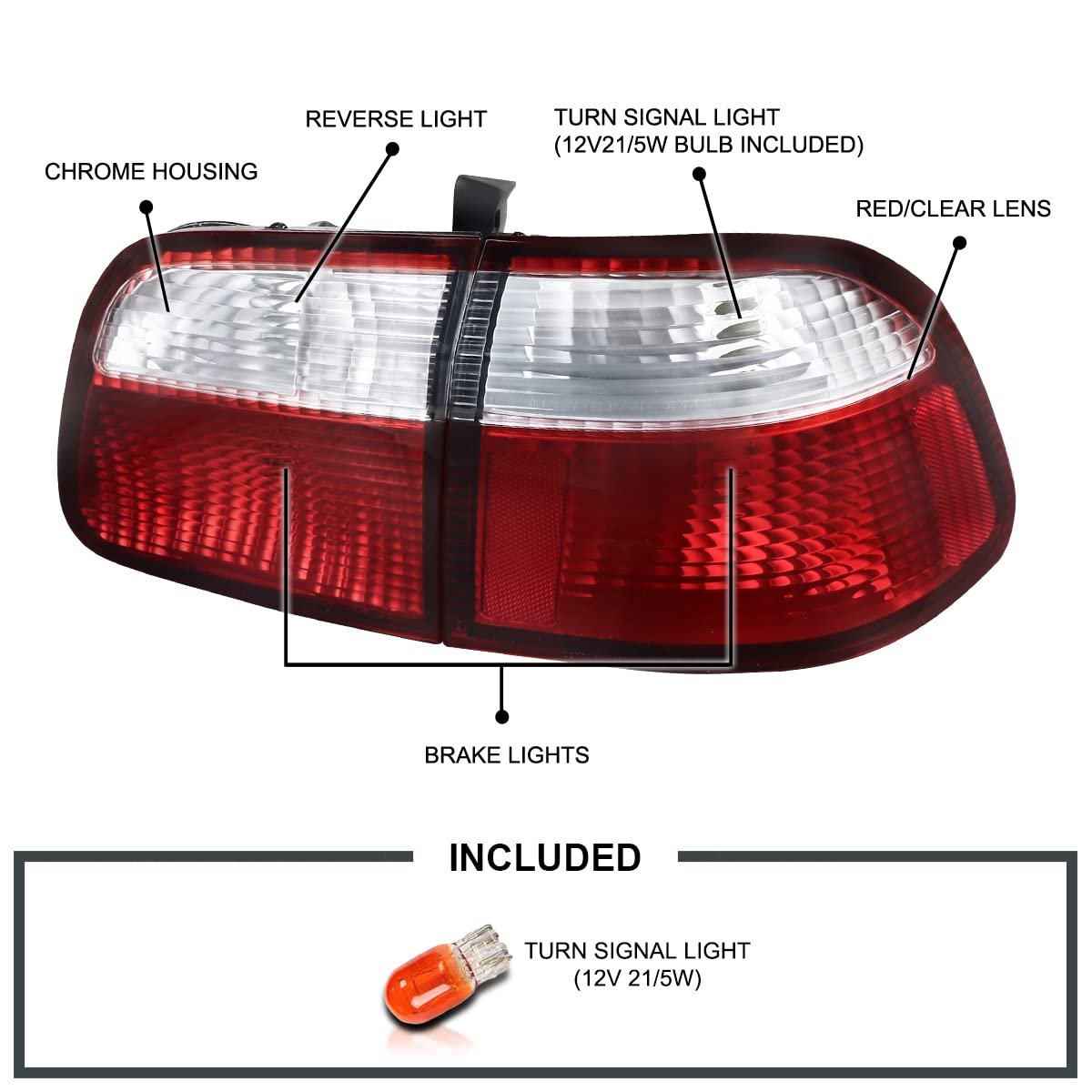 Spec-D Tuning Red LED Tail Lights for 1999-2000 Honda Civic 4-Door Sedan - Left & Right Pair Assembly - Enhanced Style & Night Visibility for Street & Show Cars