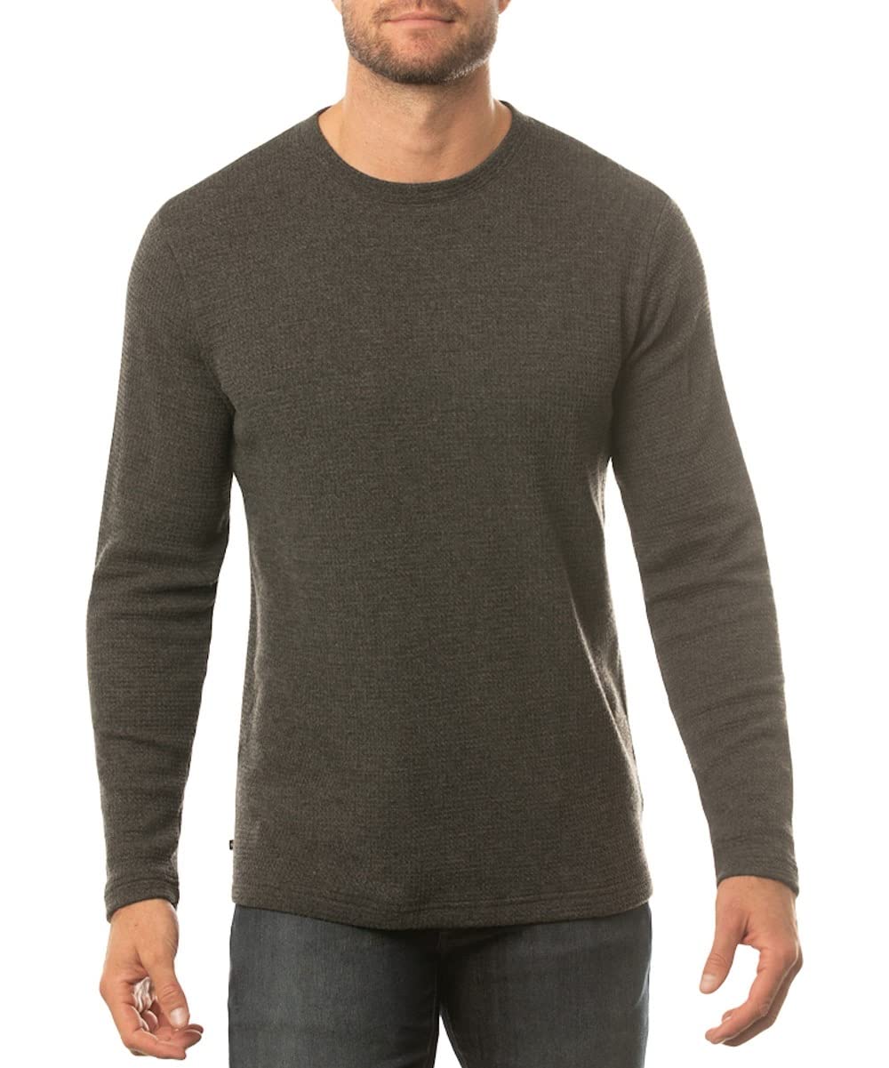 TravisMathew Cloud Waffle Crew Neck Sweatshirt - Charcoal Grey - Large Size | Men's Casual Pullover for Lounge, Gym & Everyday Wear