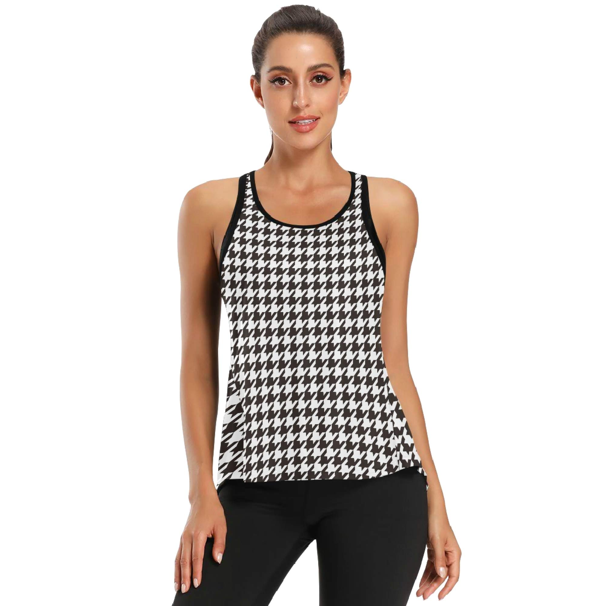 Women's Open Back Dinosaur Print Gym Tank Top - Blue Yoga Workout Shirt with Tie Back Design | Perfect for Yoga, Gym & Summer Workouts