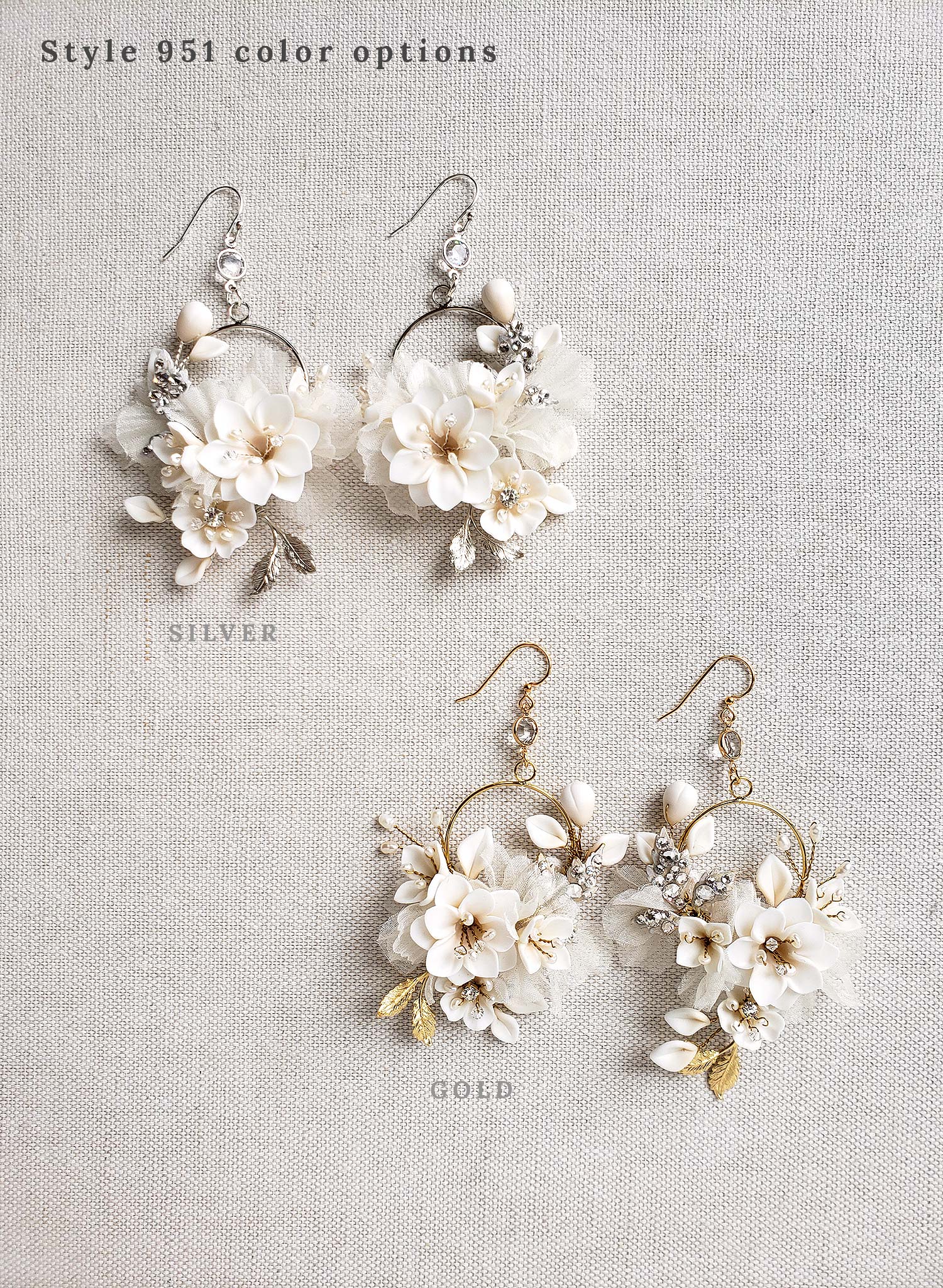Creamy Blossom & Silk Flower Earrings - Style #951 | Elegant Floral Dangle Earrings for Women, Weddings, Parties & Special Occasions