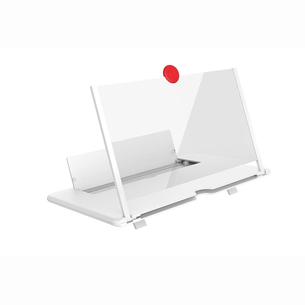 MKOJU 10/12 inch 3D Desktop Phone Stand Holder - Universal Smartphone Screen Magnifier & Video Projector for Movies, Gaming & Zoom Calls (White, 12-inch) - Perfect for Home Theater, Office & Bedroom Entertainment