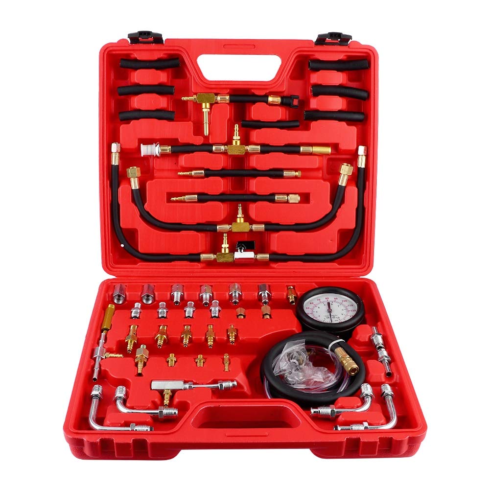 Professional TU-443 Fuel Injection Pressure Tester Kit 0-140PSI - Automotive Diagnostic Tool for Diesel & Gas Engines | Perfect for Mechanics, DIY Car Repair & Engine Performance Testing