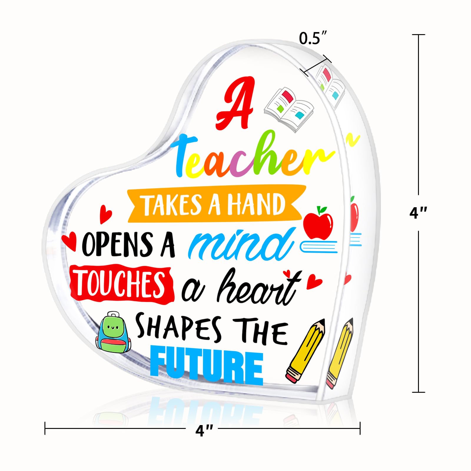 WaaHome Best Teacher Appreciation Gifts for Women - Heart Keepsake & Paperweight - Perfect for Graduation, End of Year, Thank You from Students - Ideal for Classroom, Office Desk & Special Occasions